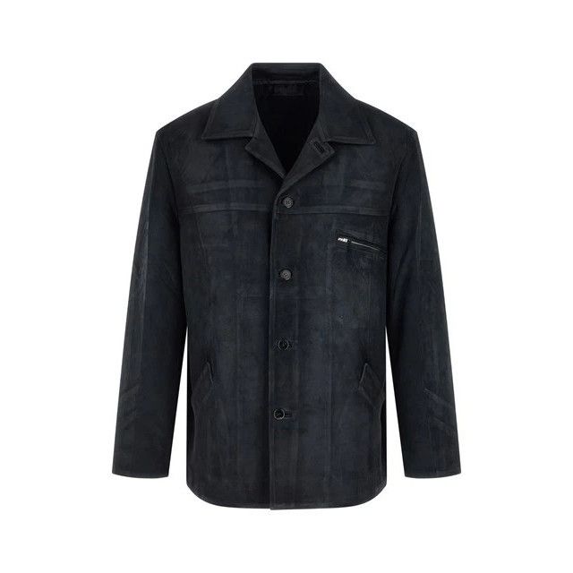 Prada PRADA Blue Suede Jacket New & Authentic (Men's size:L;) Size US L / EU 52-54 / 3 - 1 Thumbnail