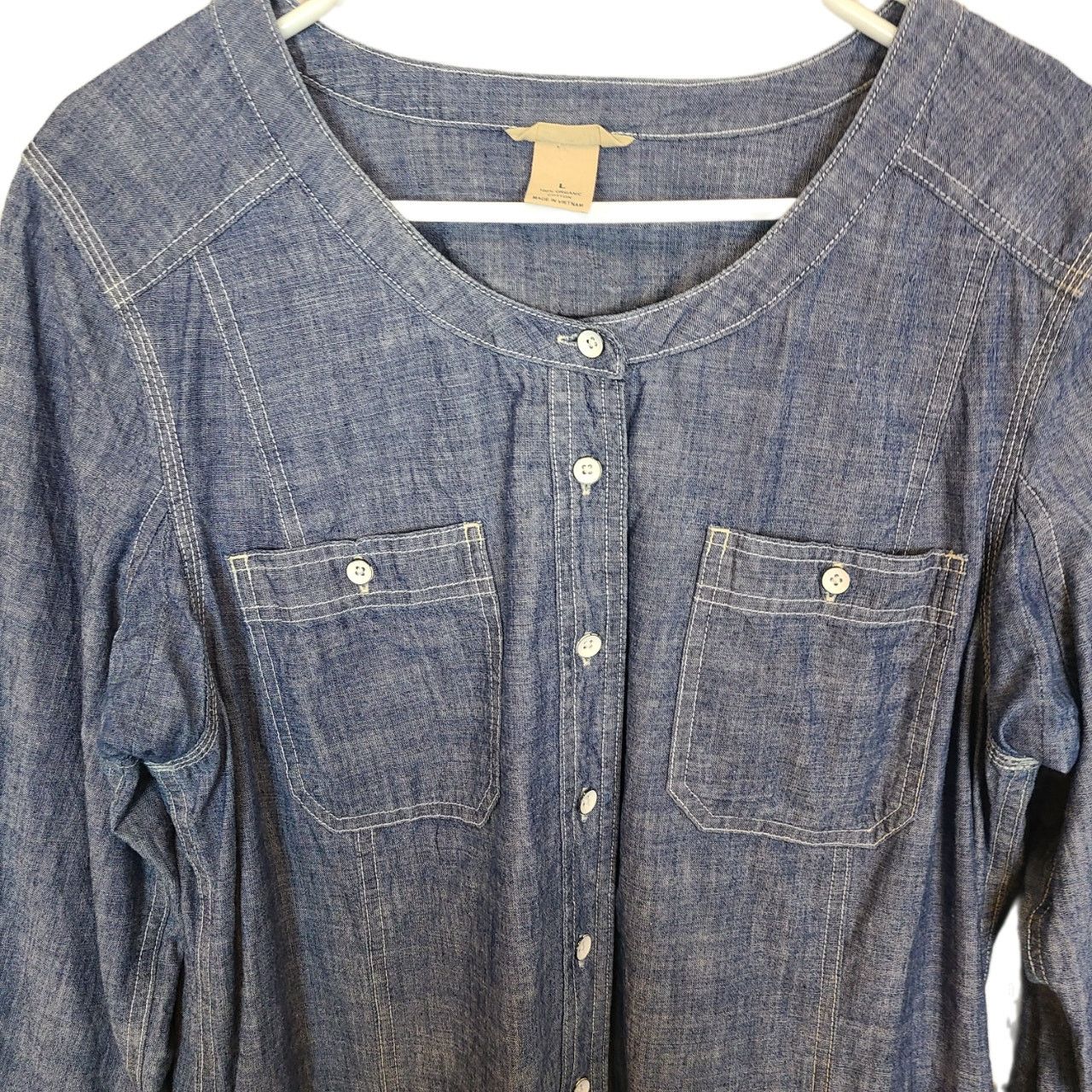 Duluth Trading Company Duluth Trading Co Shirt L Free Range Organic Chambray Tunic Size L / US 10 / IT 46 - 3 Thumbnail