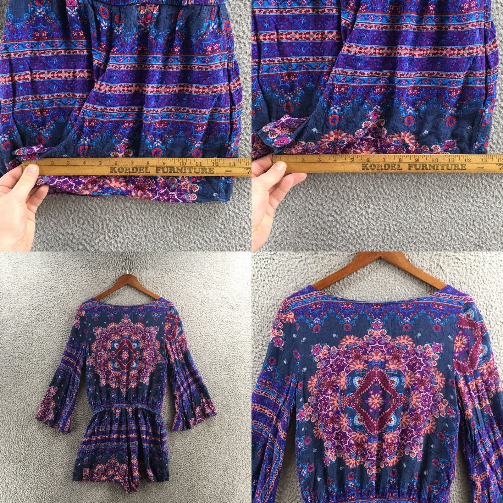 American Eagle Outfitters American Eagle Outfitters Romper Women S Purple Floral Bell Sleeve V-Neck Casual Size 28" / US 6 / IT 42 - 9 Thumbnail