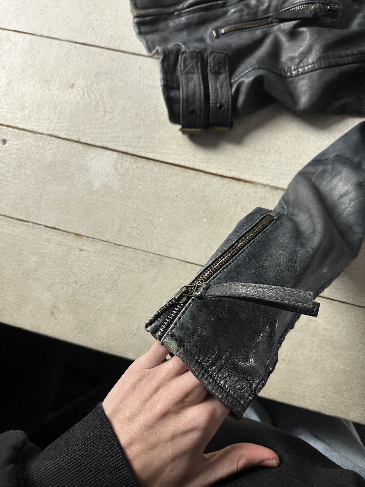 Other 🚨Y2K RICK OWENS TYPE DIRTY SLIM FIT ZIP LEATHER JACKET Size M / US 6-8 / IT 42-44 - 4 Thumbnail