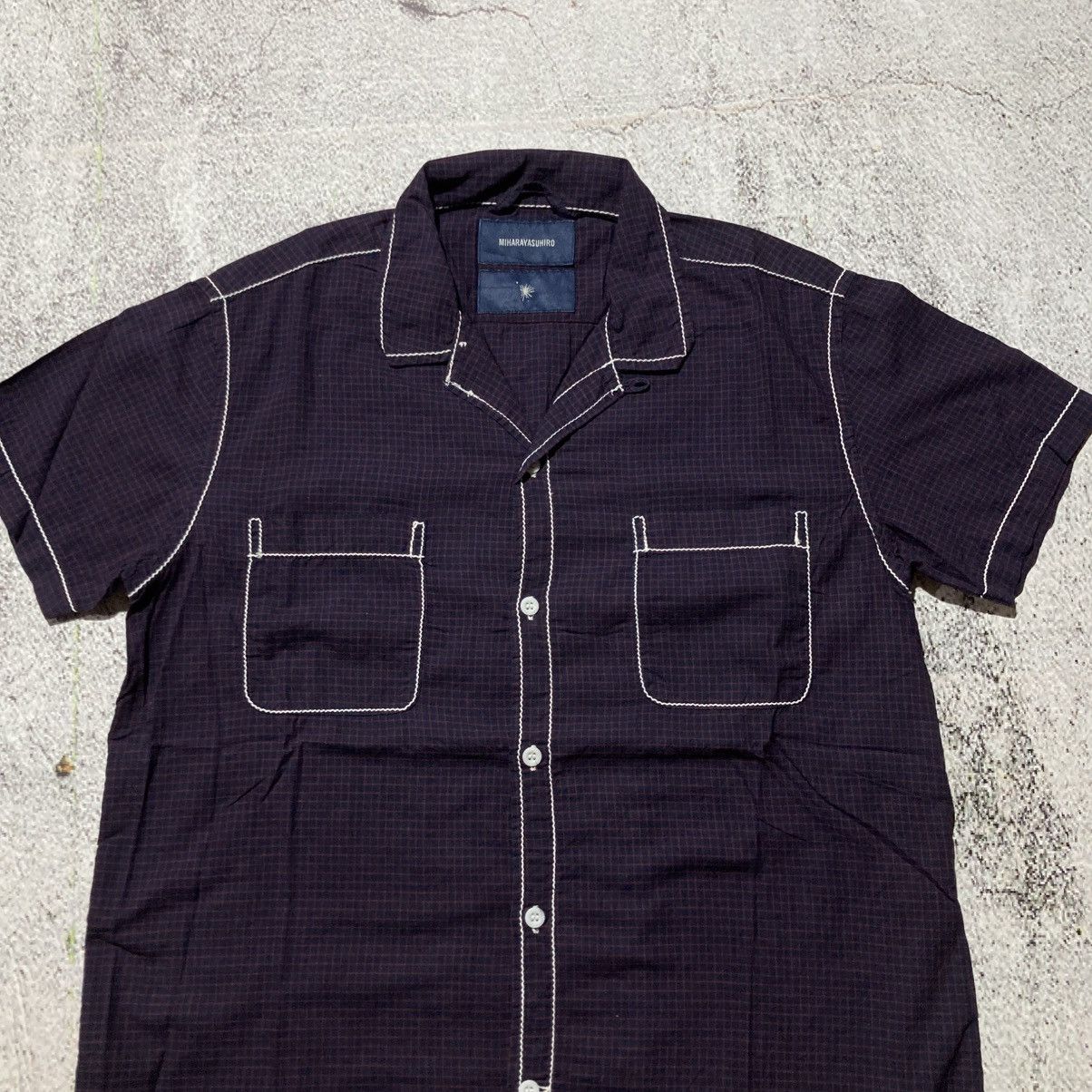 Maison MIHARA YASUHIRO 🇯🇵 Miharayasuhiro Japan Contrast Stitch Plaid Shirt Purple Size US M / EU 48-50 / 2 - 2 Thumbnail
