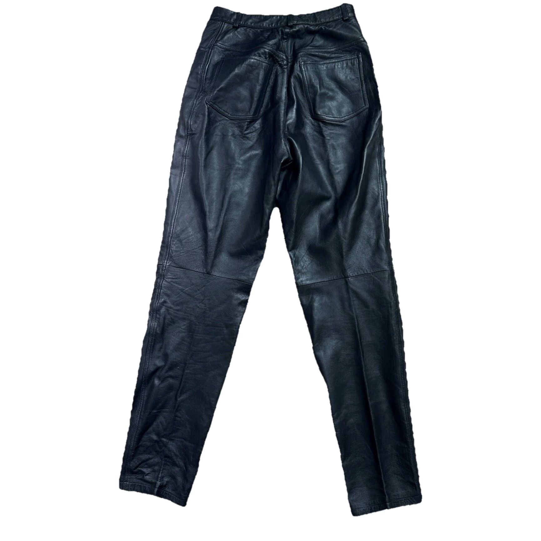 Vintage VINTAGE Leather Pants Womens 4 Black High Rise 27 Inseam 31 Straight Leg 90s P1W Size 27" / US 4 / IT 40 - 2 Thumbnail