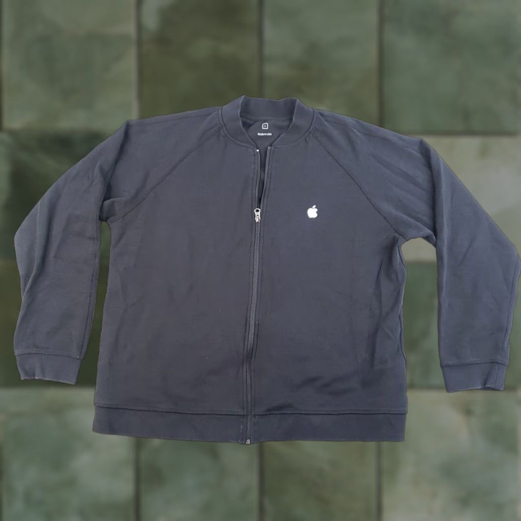 Apple Apple Sweatshirt Mens Large Black Full Zip Logo Mock Neck 100% Cotton Polyester Knit Jacket Long Sleeve Shirt Size US L / EU 52-54 / 3 - 1 Thumbnail