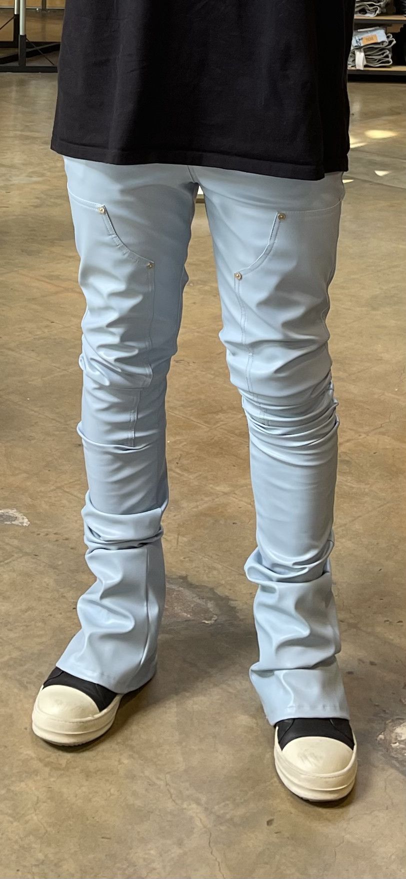 GUAPI RARE 1/100* Stacked Leather Carpenter Pants Baby Blue Size US 32 / EU 48 - 1 Thumbnail