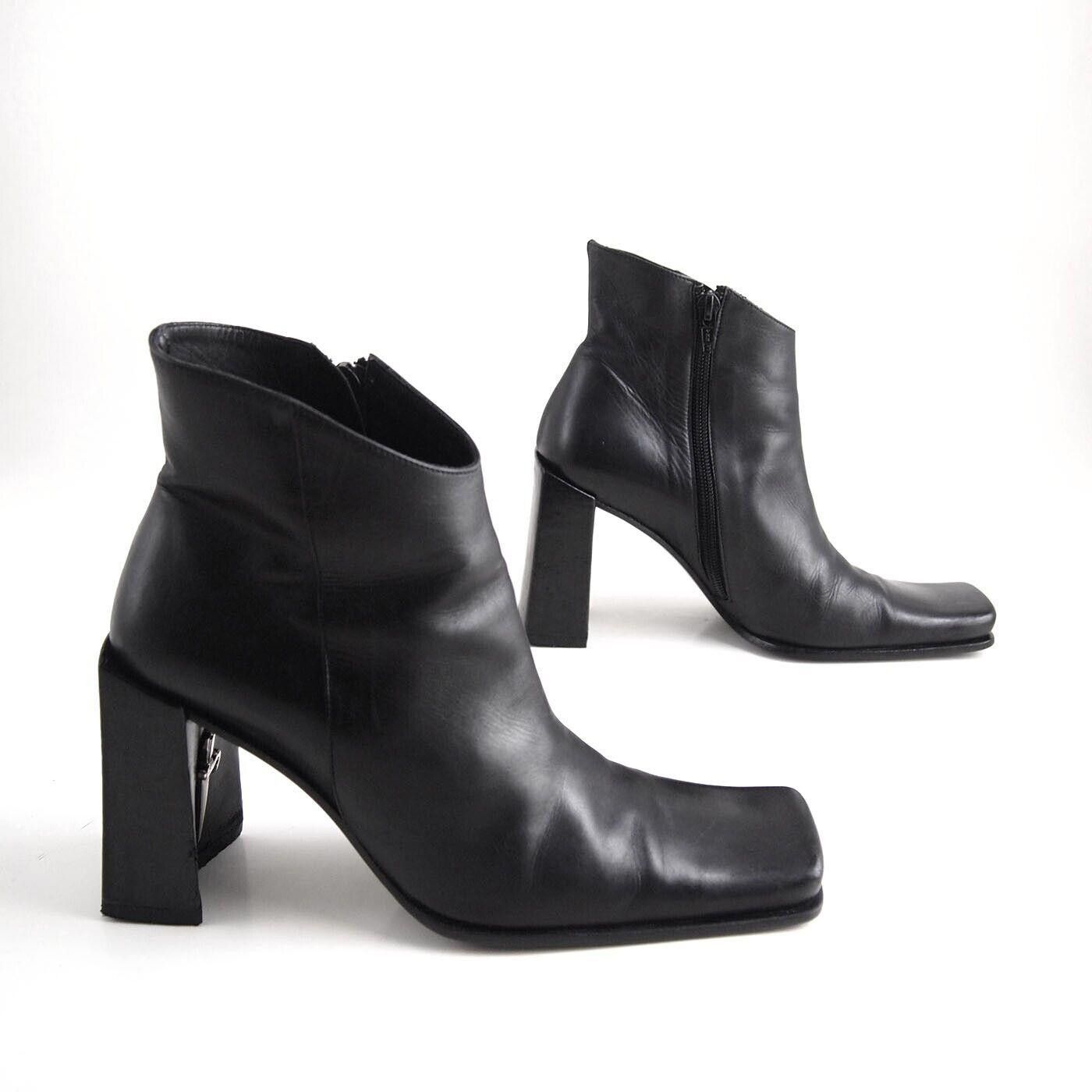 Paciotti Paciotti Square Toe Boots Black Leather Size US 6 EU 36 $660 Size US 6 / IT 36 - 4 Thumbnail
