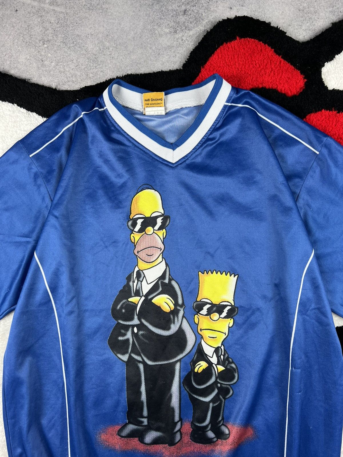 The Simpsons Y2K The Simpsons 1999 Homer&Bart Men In Black Tee Jersey Size US XL / EU 56 / 4 - 4 Thumbnail
