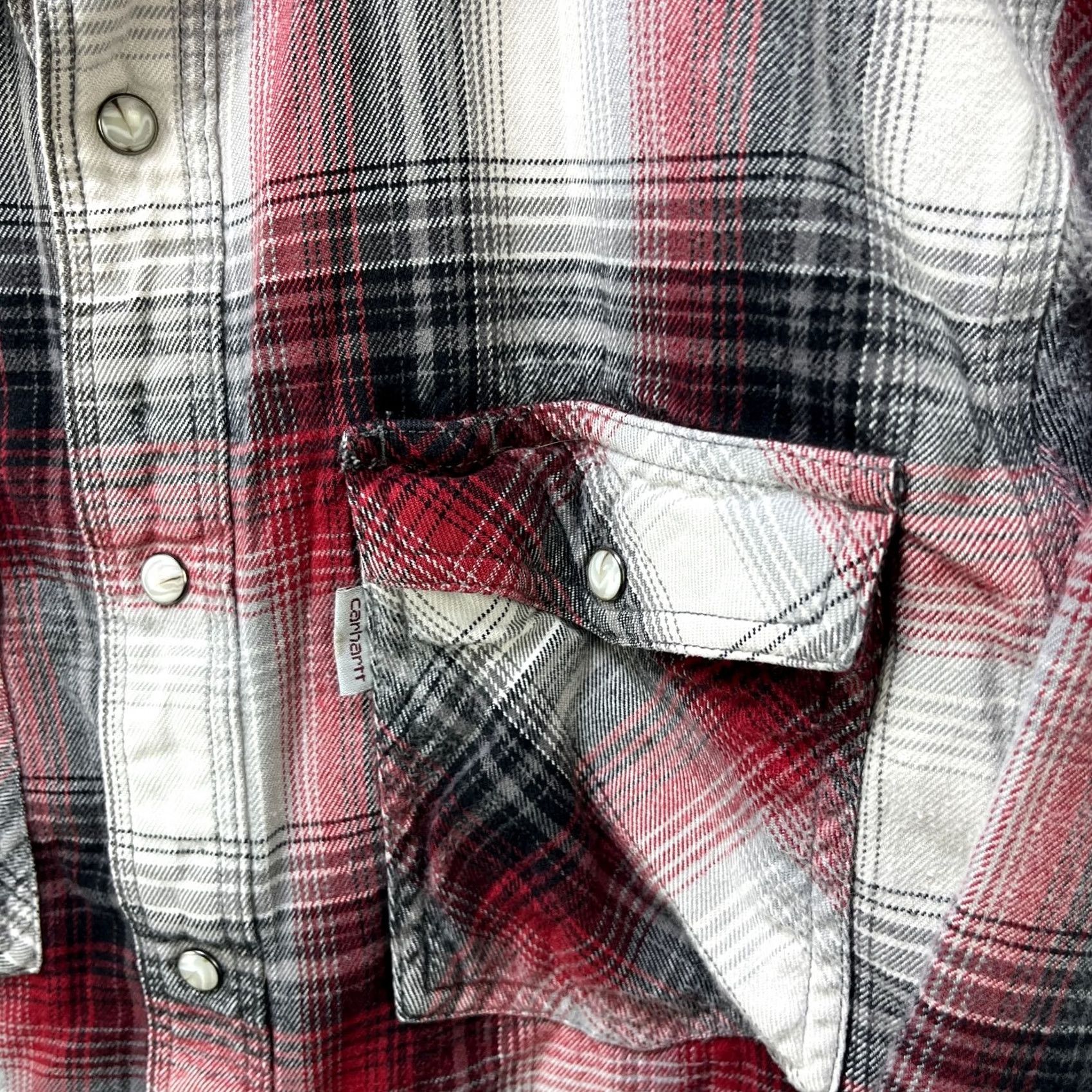 Carhartt VINTAGE Carhartt Shirt Plaid Pearl Snap Button-Up Medium Red 90s Mens Long Sleeve Regular Cotton Size US M / EU 48-50 / 2 - 3 Thumbnail