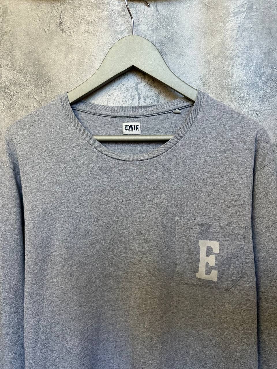 Edwin Edwin Japan Pocket Logo Long Sleeve T-Shirt Gray Crew Neck Size US XL / EU 56 / 4 - 5 Thumbnail
