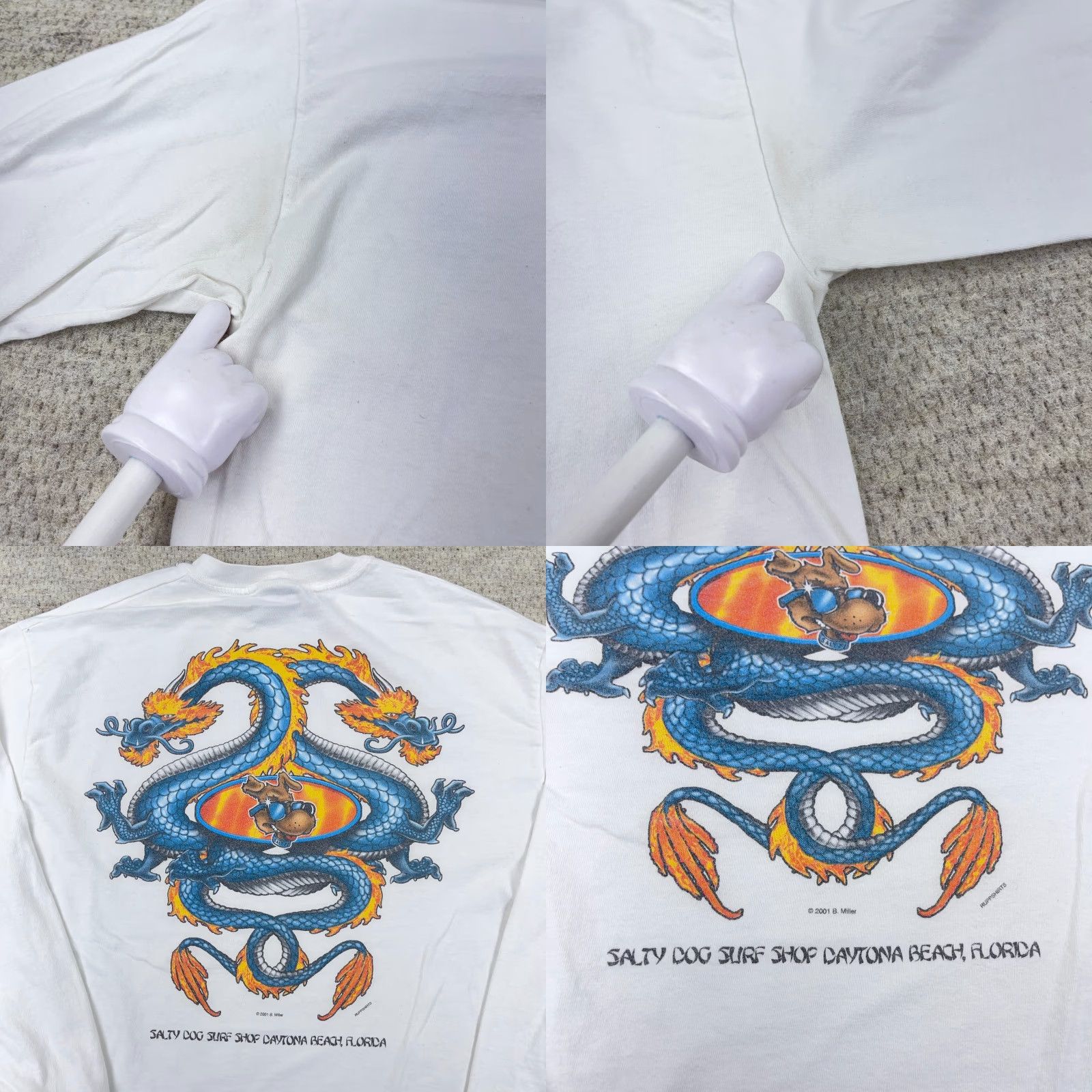 Hanes VINTAGE Hanes Shirt Men M White Knit Crew Neck 1990s 90s Outdoors American Dragon Salty Dog Surf Shop Long Sleeve Regular Fit Size US M / EU 48-50 / 2 - 8 Thumbnail