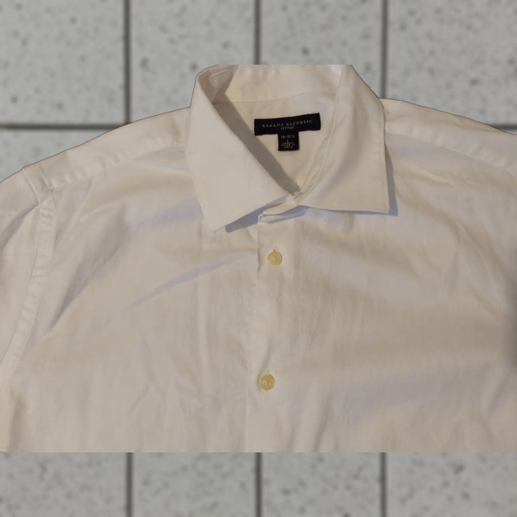 Banana Republic Banana Republic Dress Shirt Mens L White Cotton Button 16 16 1/2 Size 42R - 1 Thumbnail