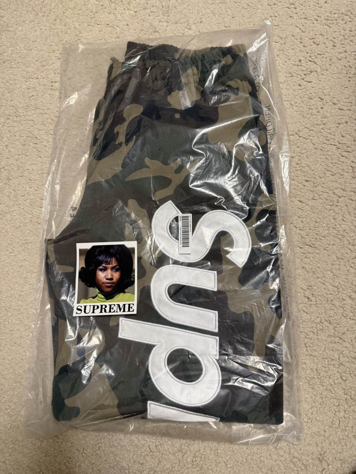 Supreme SUPREME CAMO SATIN APPLIQUÉ SWEATPANTS Size US 32 / EU 48 - 1 Thumbnail