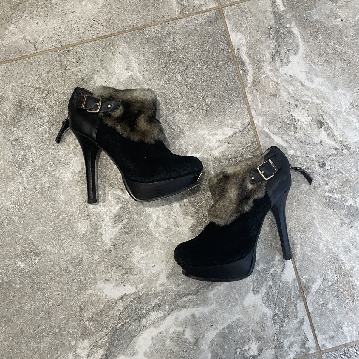 Fendi 37 Fendi Heels vintage FF faux fur Patent Peep shoe Platform Size US 7 / IT 37 - 1 Thumbnail