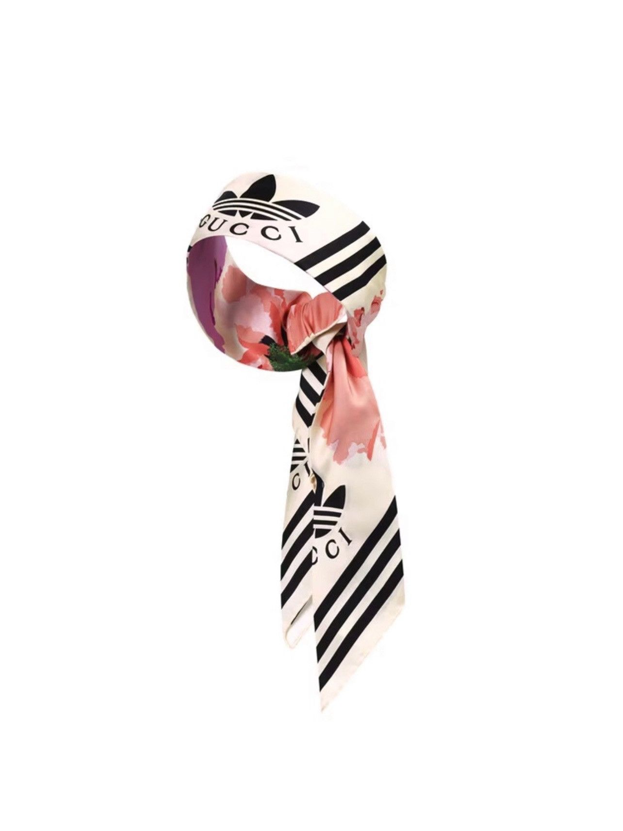Gucci Gucci x Adidas Logo Hairband M/57 Silk Ivory hair scarf Size ONE SIZE - 8 Thumbnail