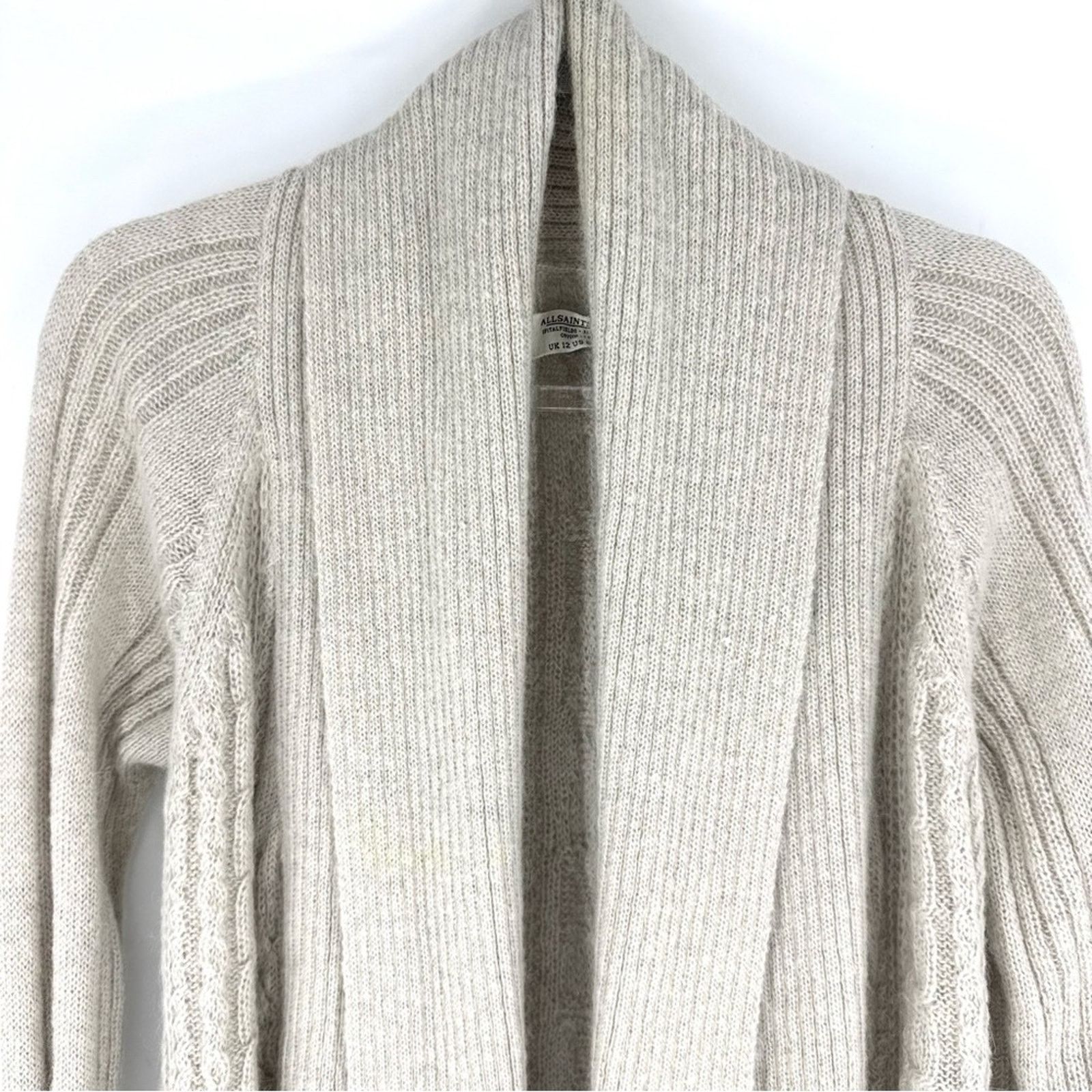 Allsaints All Saints Galaxy Flex Mohair Wool Open Cardigan Cream 8 Size M / US 6-8 / IT 42-44 - 2 Thumbnail