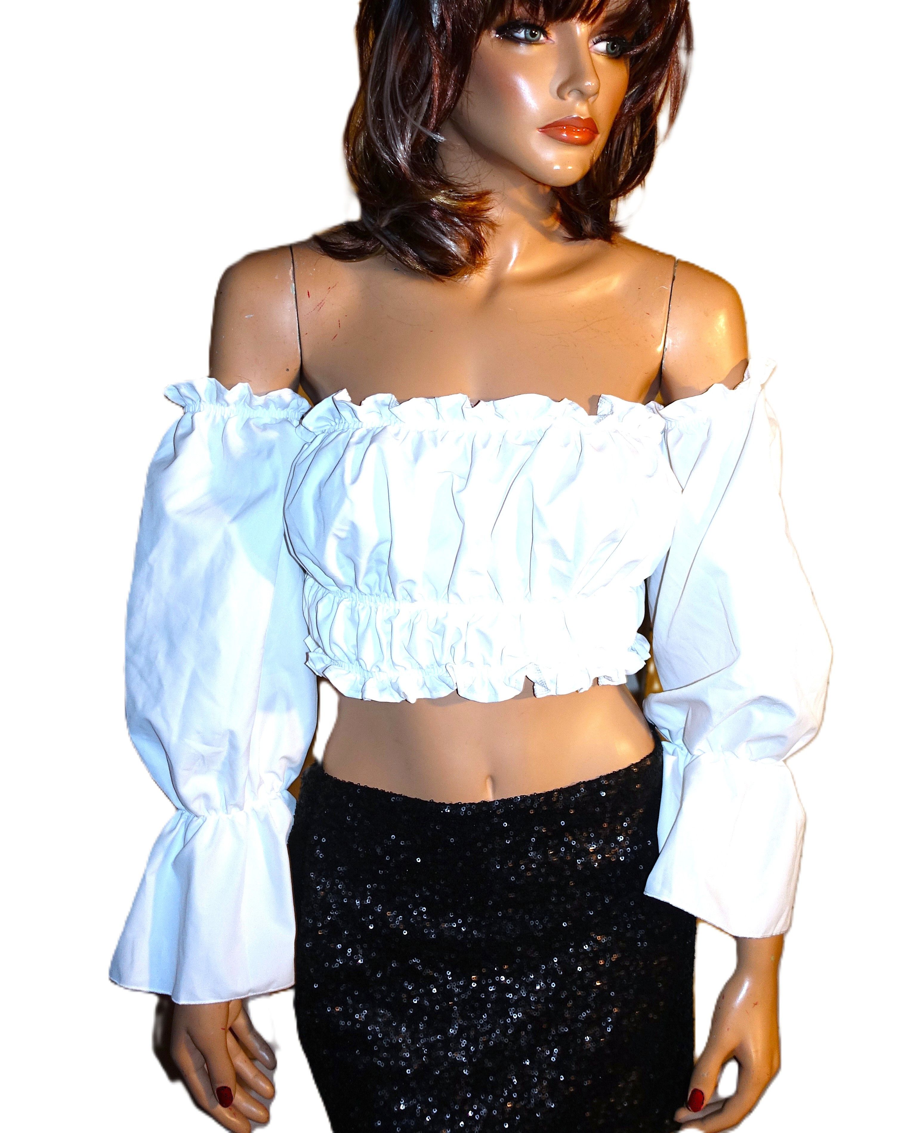 Vintage White Off Shoulder Ruffle Cha Cha Top 1XL Size XL / US 12-14 / IT 48-50 - 2 Thumbnail
