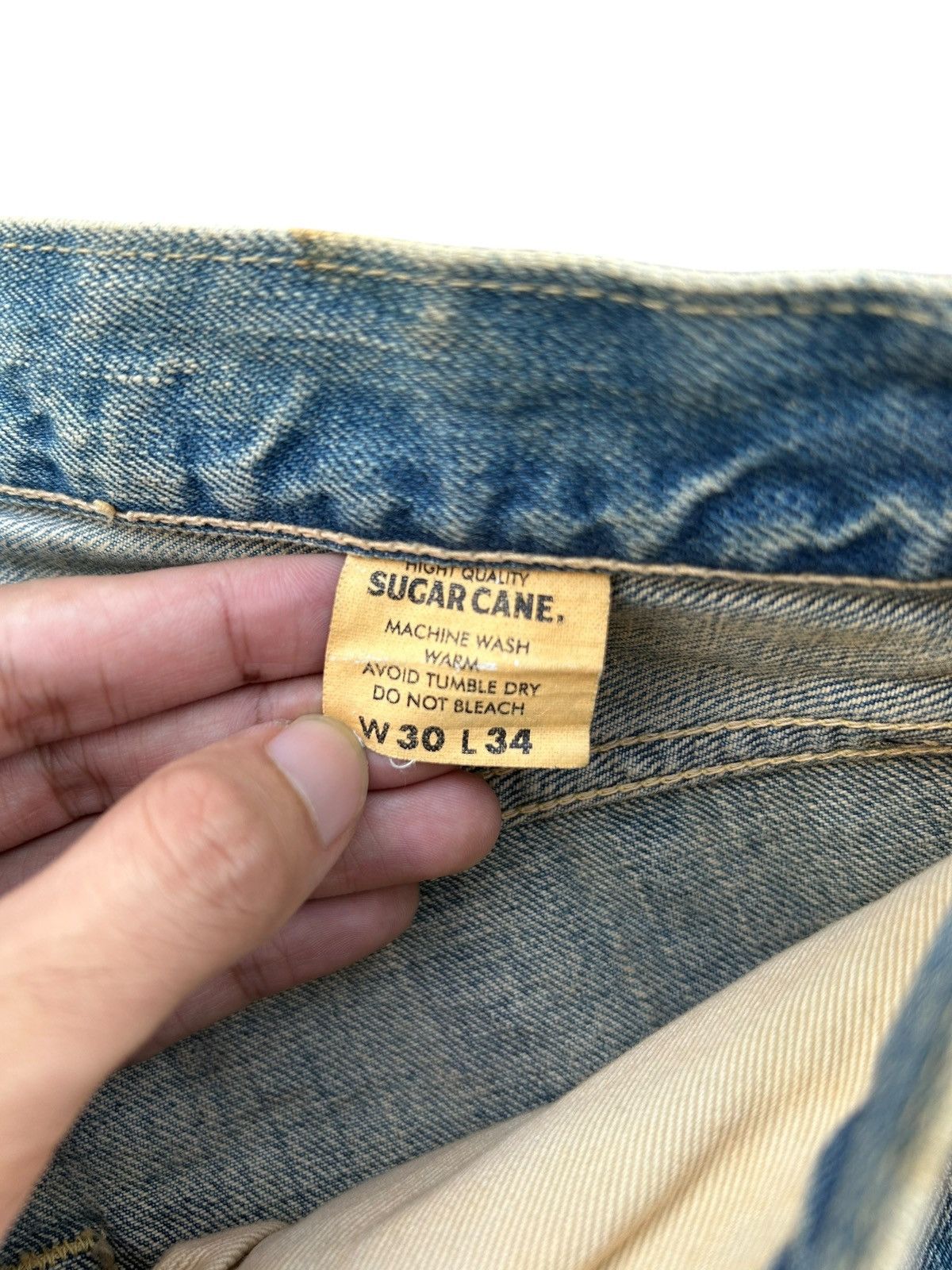 Kapital × Sugar Cane × Vintage Vintage Sugar Cane Selvedge Distressed Short Denim Jeans Size US 28 / EU 44 - 6 Thumbnail