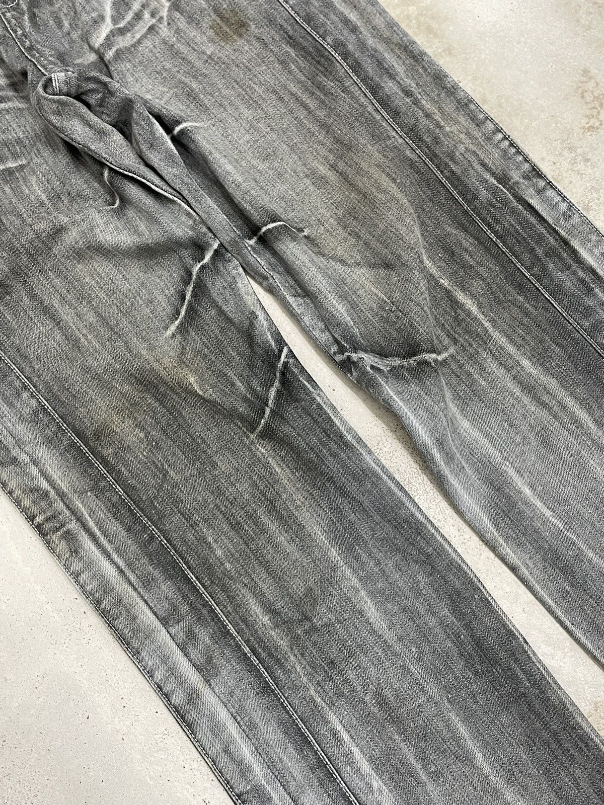 Japanese Brand TR2 Grey Bleach Whisker Semantic Design Denim Size US 30 / EU 46 - 4 Thumbnail