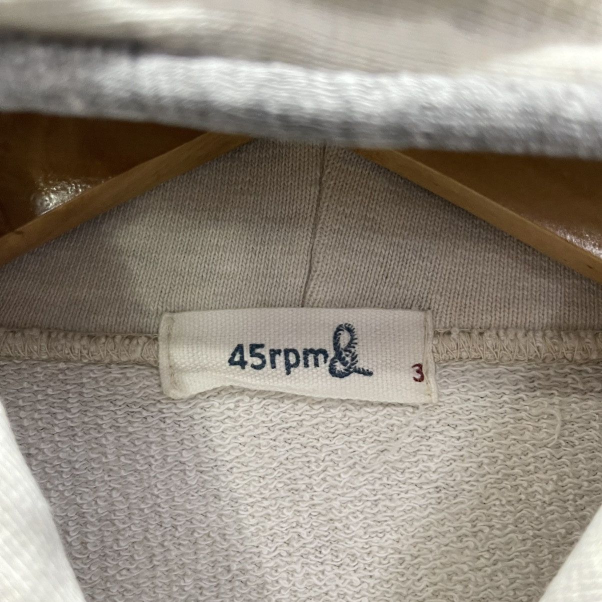 45rpm Vintage 45rpm Beige Full Zip Hoodie Made in Japan Size US S / EU 44-46 / 1 - 8 Thumbnail