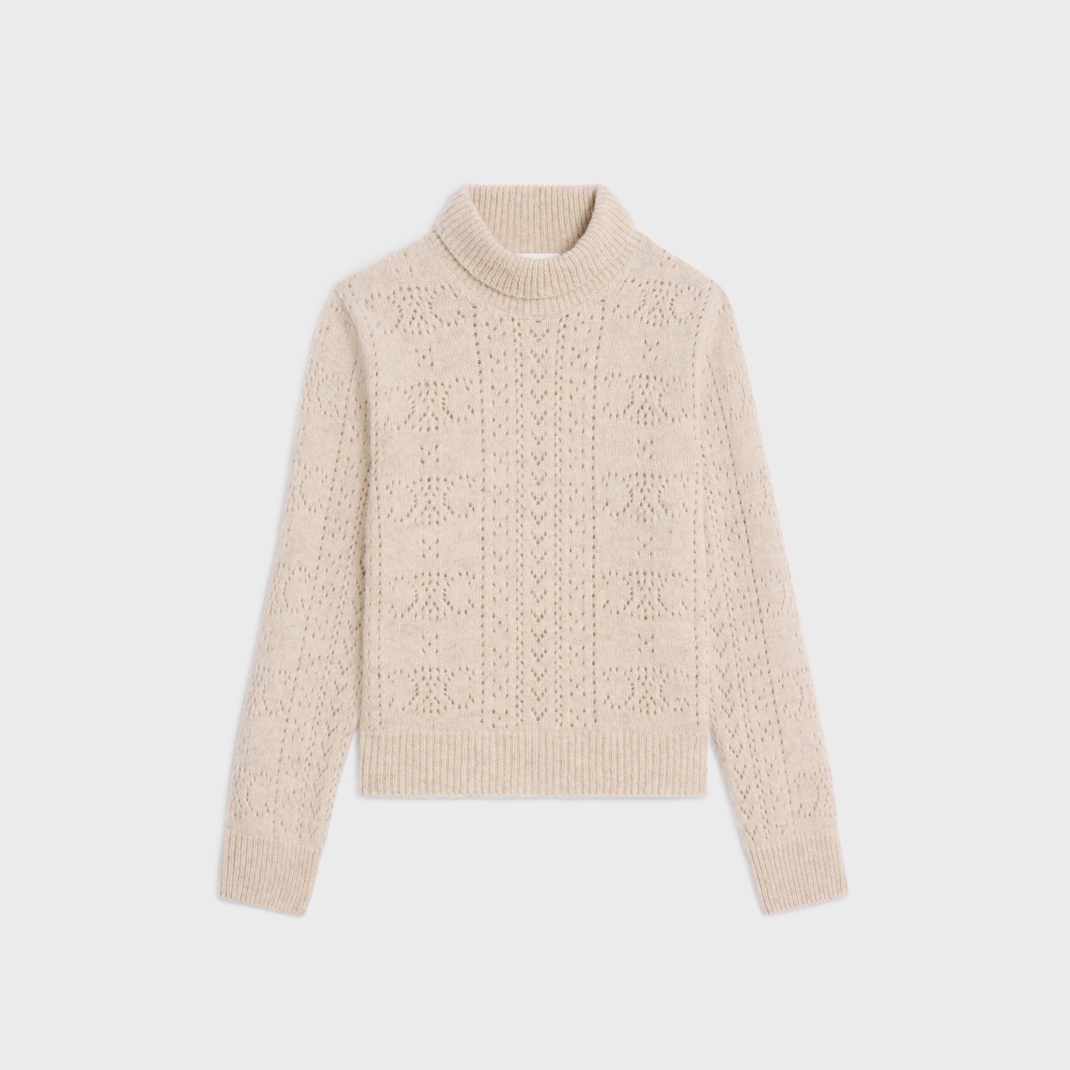 Celine o1bcso1str0925 2ADIG907Z Turtleneck Sweater in Bone Size L / US 10 / IT 46 - 1 Thumbnail
