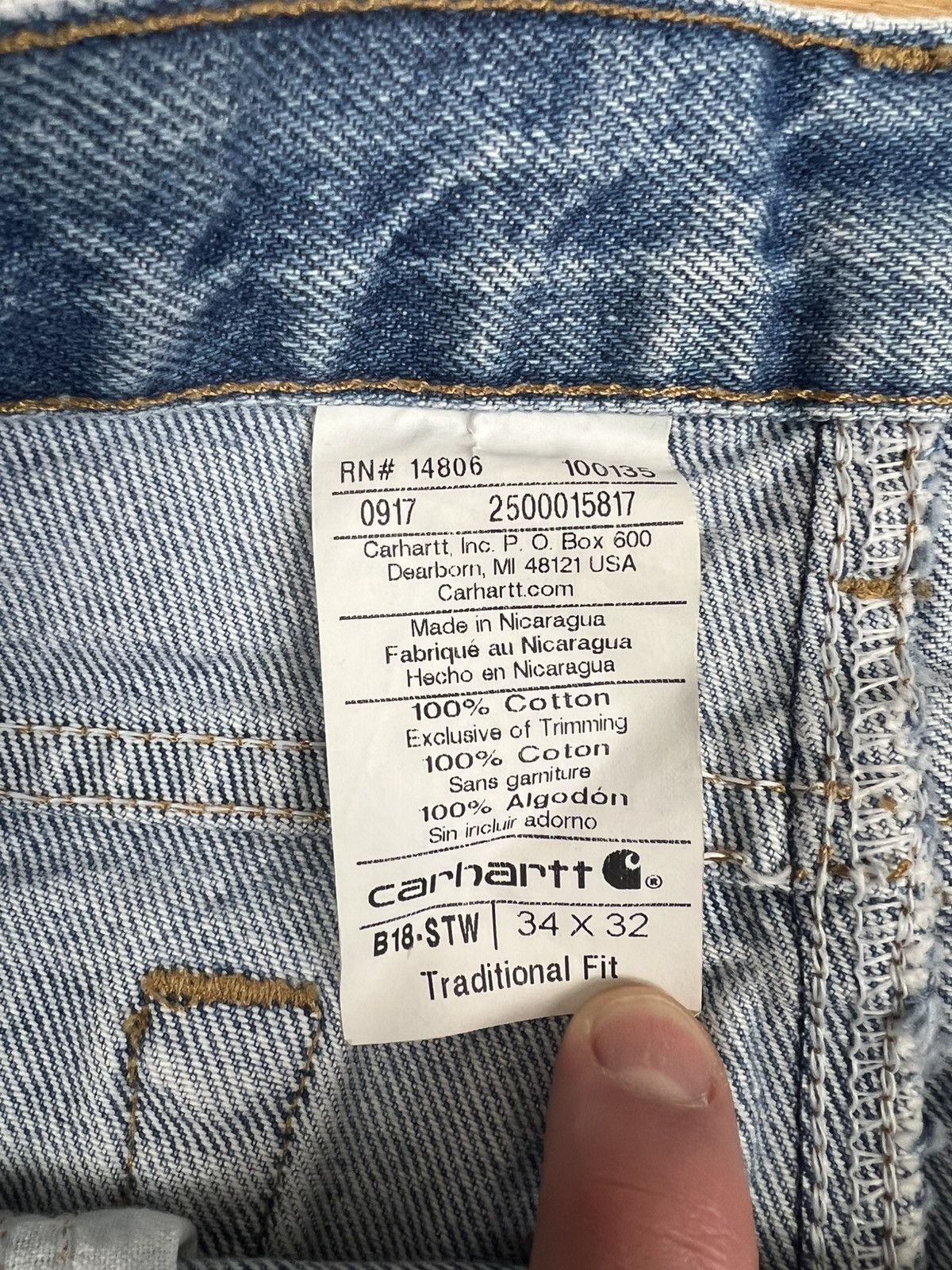 Carhartt "TRADITIONAL FIT" DENIM Size US 34 / EU 50 - 5 Thumbnail