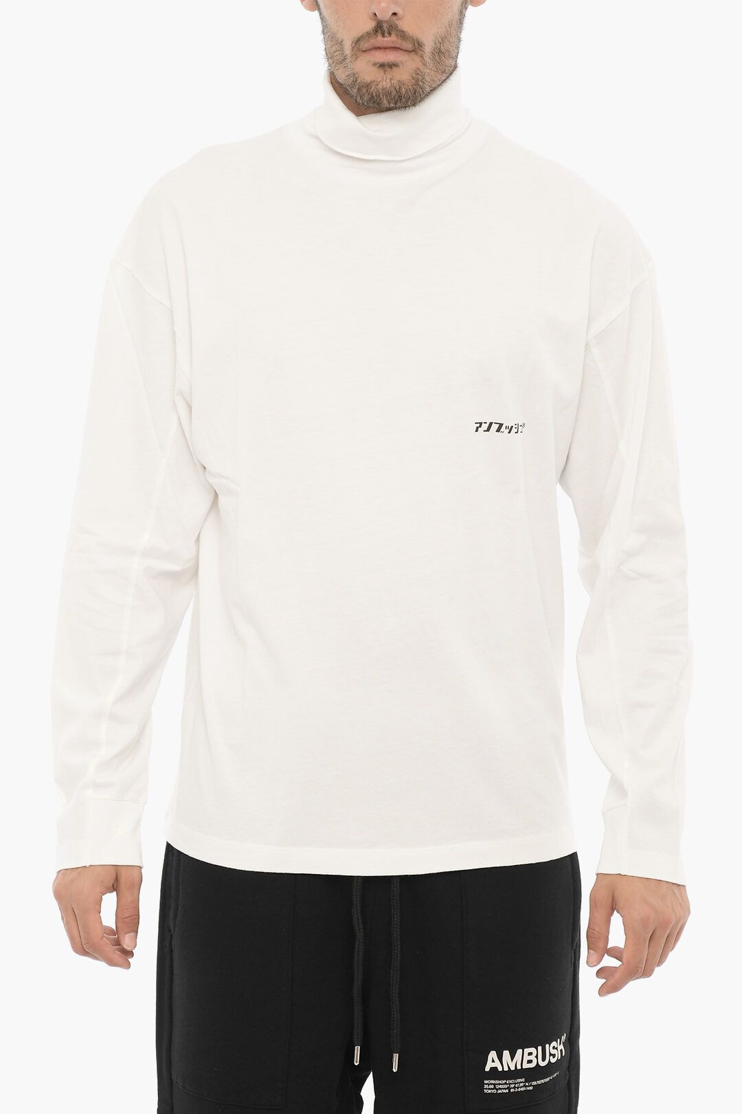 Ambush Design og1mm0925 Long Sleeved Turtleneck T-Shirt in White Size US XXS / EU 40 - 1 Thumbnail