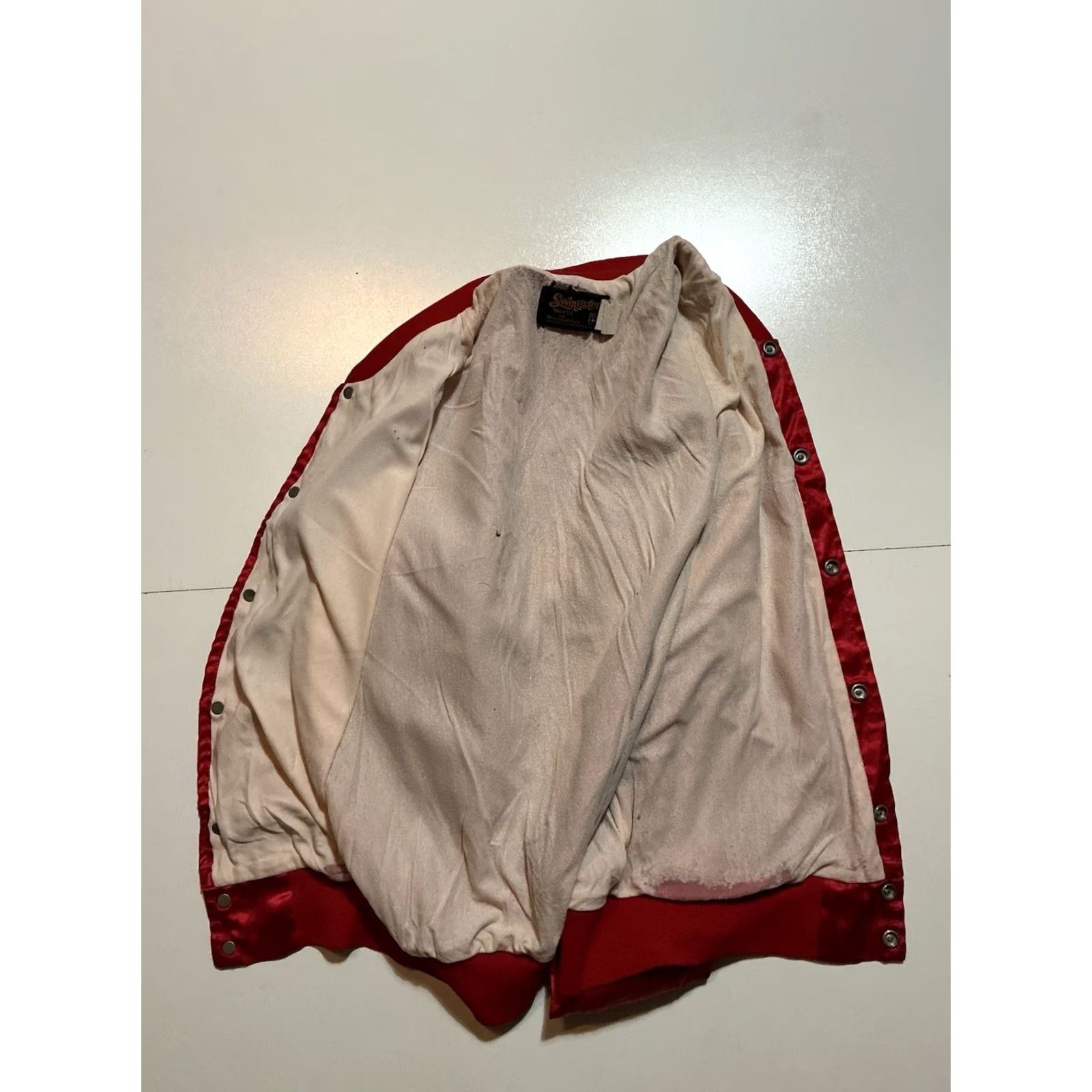 Vintage VINTAGE Swingster U.S. United States Marines Red Satin Bomber Jacket Sz. M Mens 1980s Satin Red Military Swingster Jacket Size US M / EU 48-50 / 2 - 3 Thumbnail