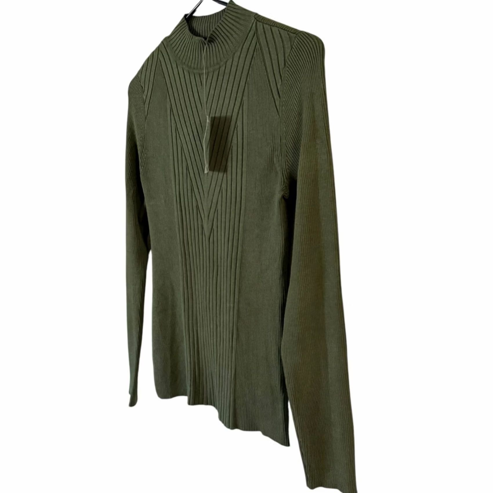 Vintage VINTAGE INC International Concepts Ribbed Mock-Neck Sweater Green Women's Medium NEW Size M / US 6-8 / IT 42-44 - 2 Thumbnail
