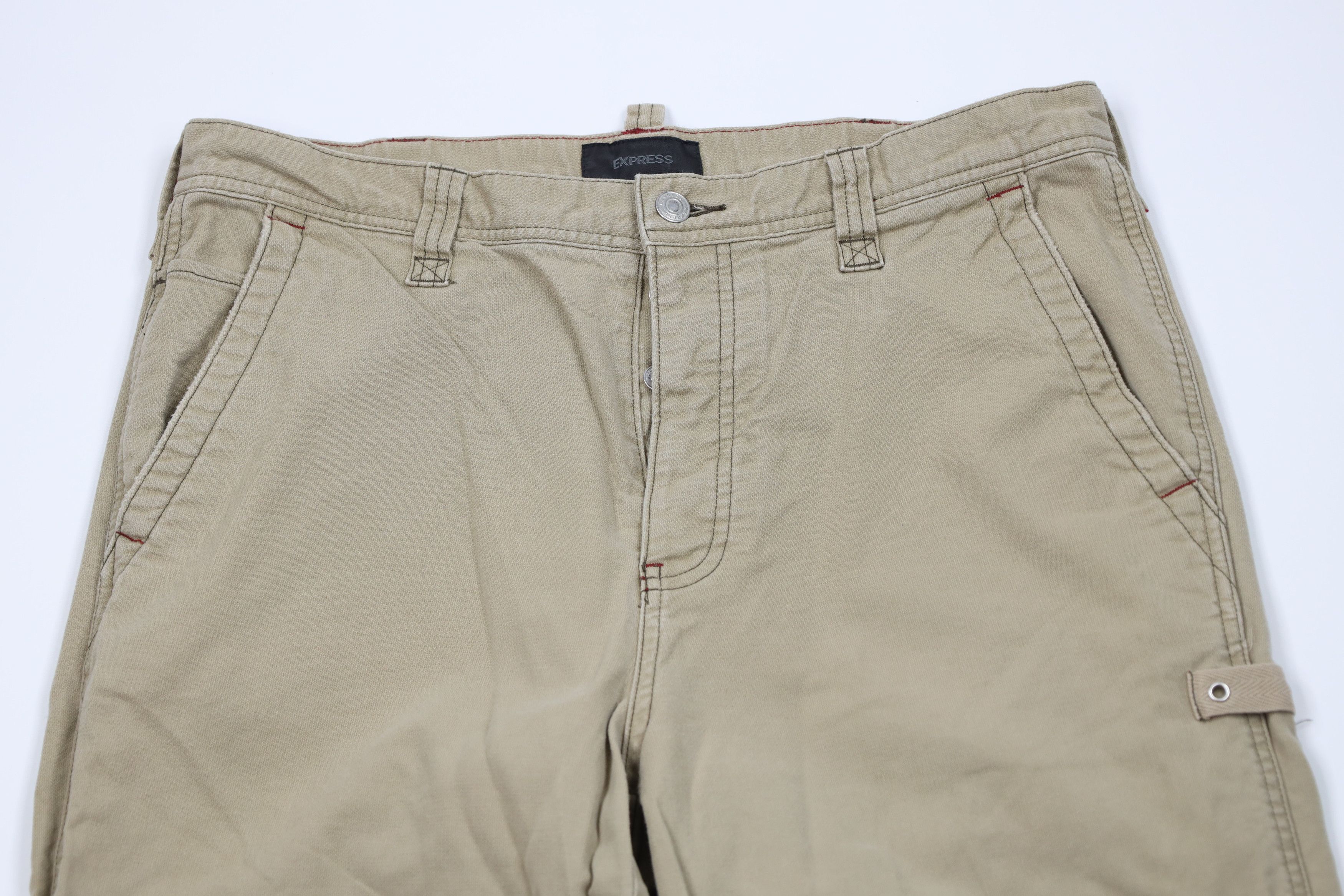 Express Vintage Y2K Express Baggy Fit Wide Leg Dungaree Pants Beige Size US 34 / EU 50 - 2 Thumbnail