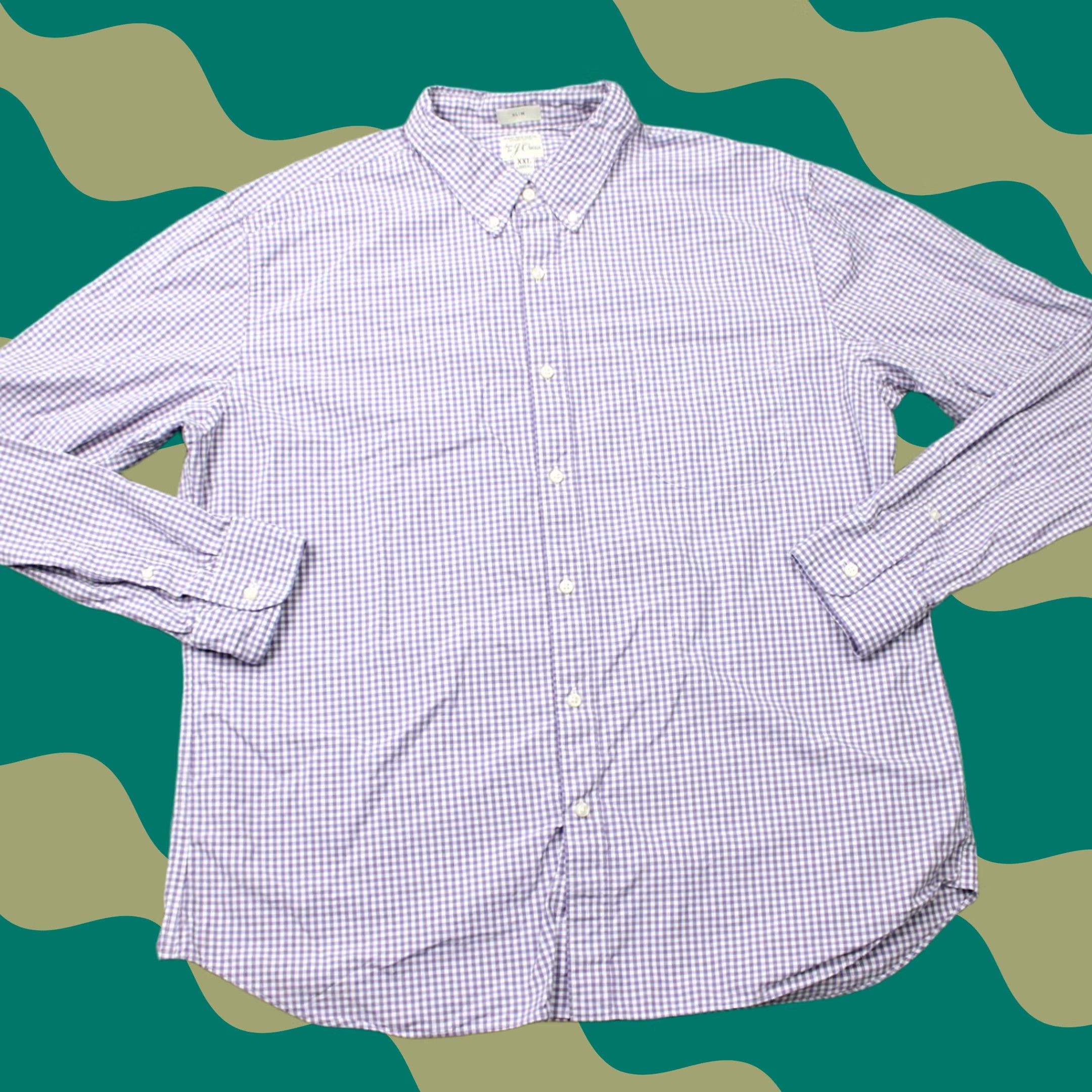 J.Crew J. Crew Button-Up Shirt Mens 2XL Slim Purple Plaid 100's Cotton Blend L/S Size US XXL / EU 58 / 5 - 1 Thumbnail