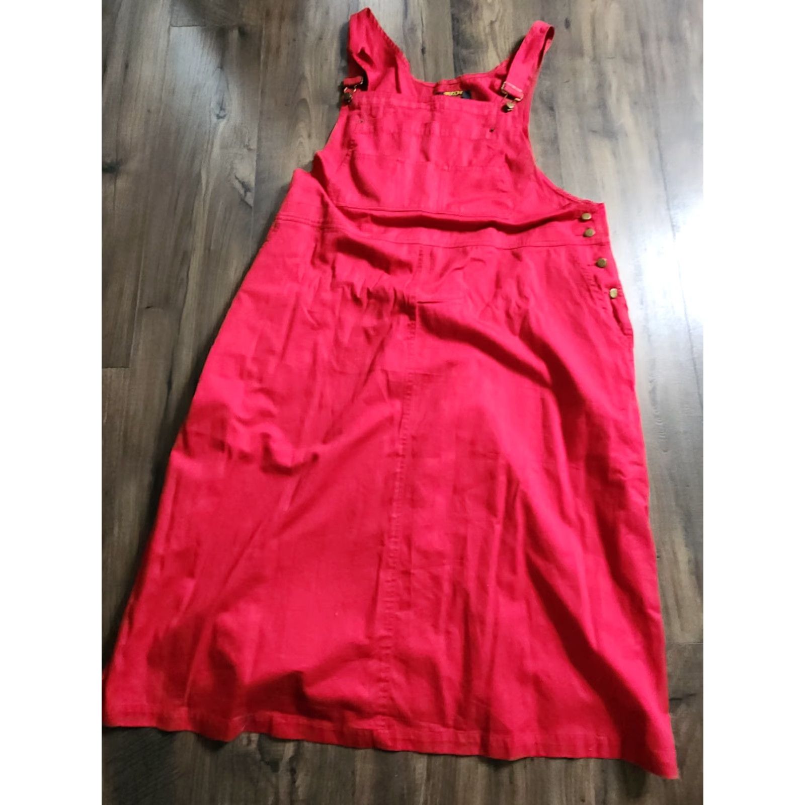 Vintage VINTAGE Sasson Plus 24W Signature Bib Overalls Jumper Cotton Teacher Dress Red Size 4XL / US 24-26 - 2 Thumbnail