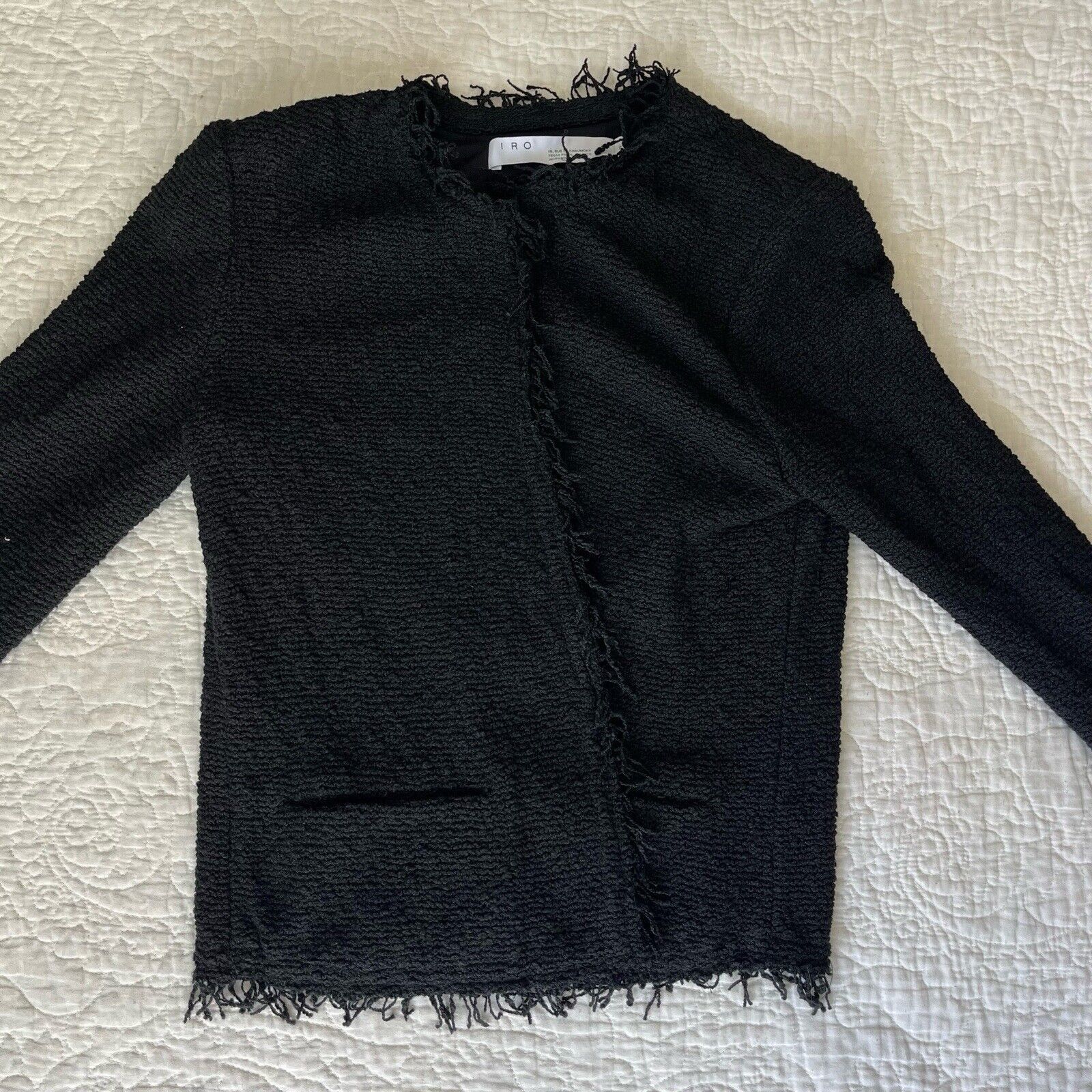 Iro Iro Paris Womens Shavani Jacket Classic Black Cotton Fringe Size XXS / US 00 / IT 34 - 3 Thumbnail