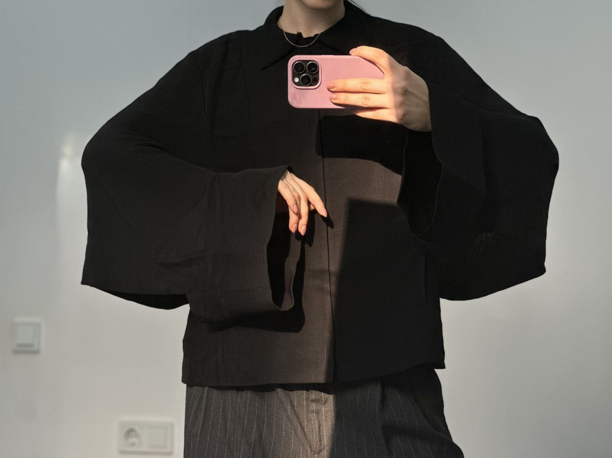 Vintage × Yohji Yamamoto Rare🖤 Yohji Yamamoto 2009 Archive Black Zip Kimono Jacket Size M / US 6-8 / IT 42-44 - 11 Thumbnail