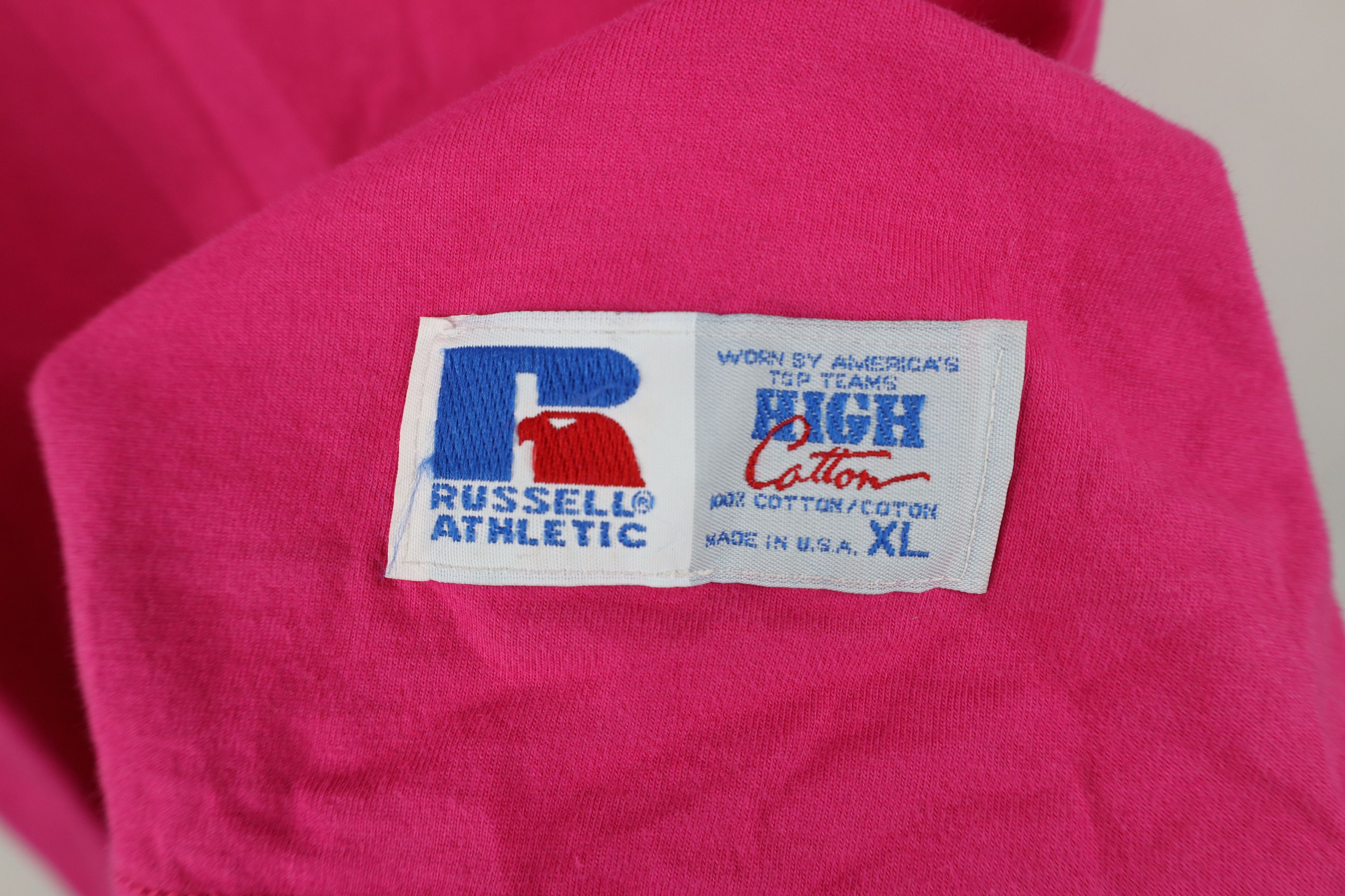Russell Athletic Vintage 90s Russell Athletic Blank Cotton T-Shirt Pink USA Size US XL / EU 56 / 4 - 7 Thumbnail