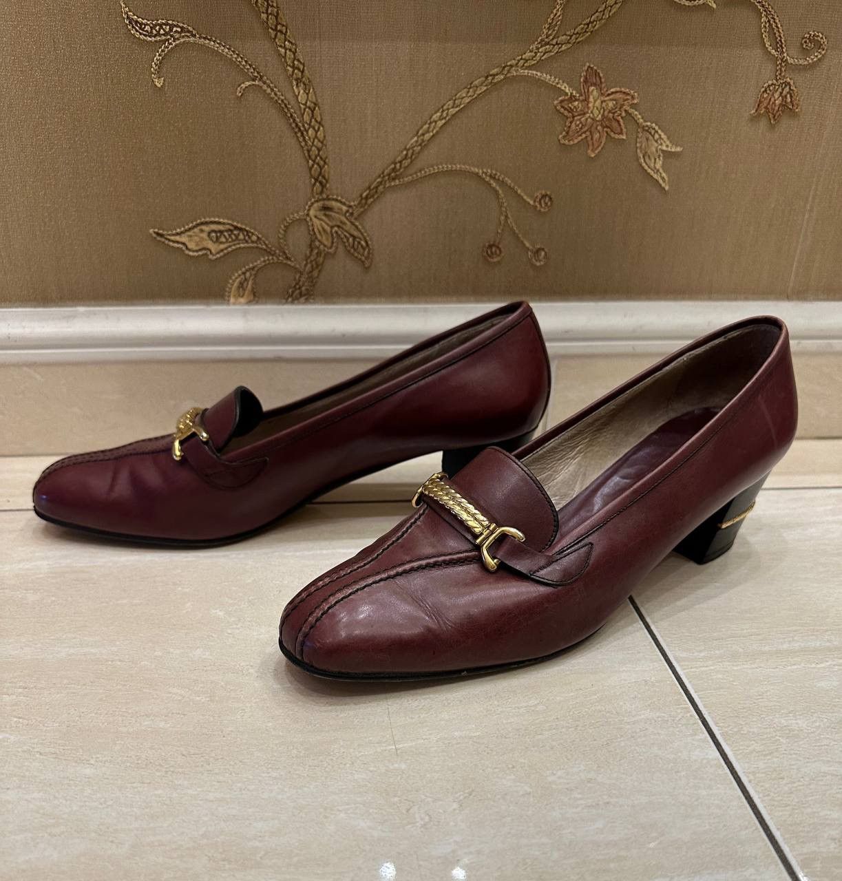 Gucci × Vintage Gucci Loafer Pumps Horse Bit Heel Vintage Burgundy EU 40 Size US 10 / IT 40 - 3 Thumbnail