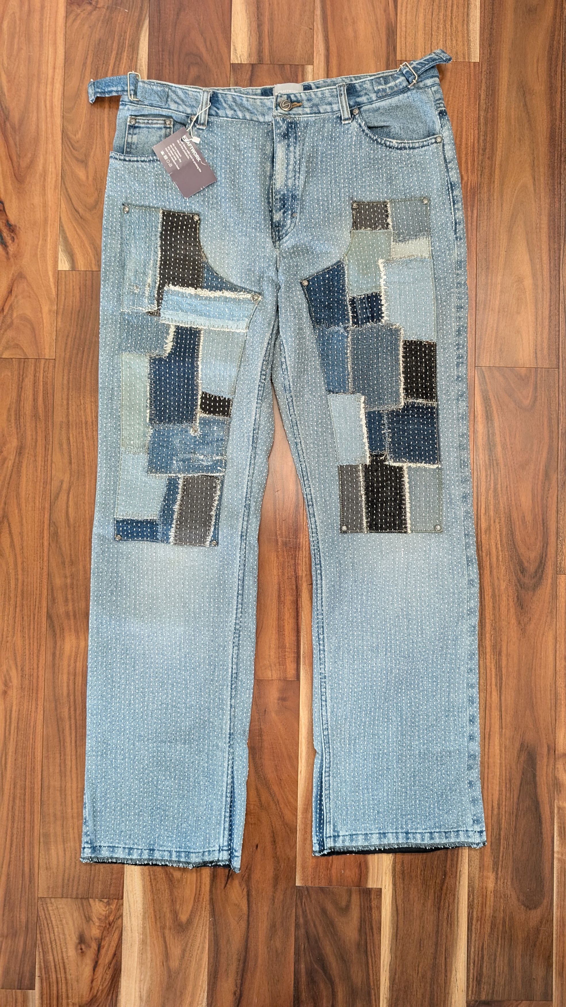Japanese Brand Kraftwork 1:1 Custom Shashiko Flared Patchwork pants Size US 34 / EU 50 - 1 Thumbnail