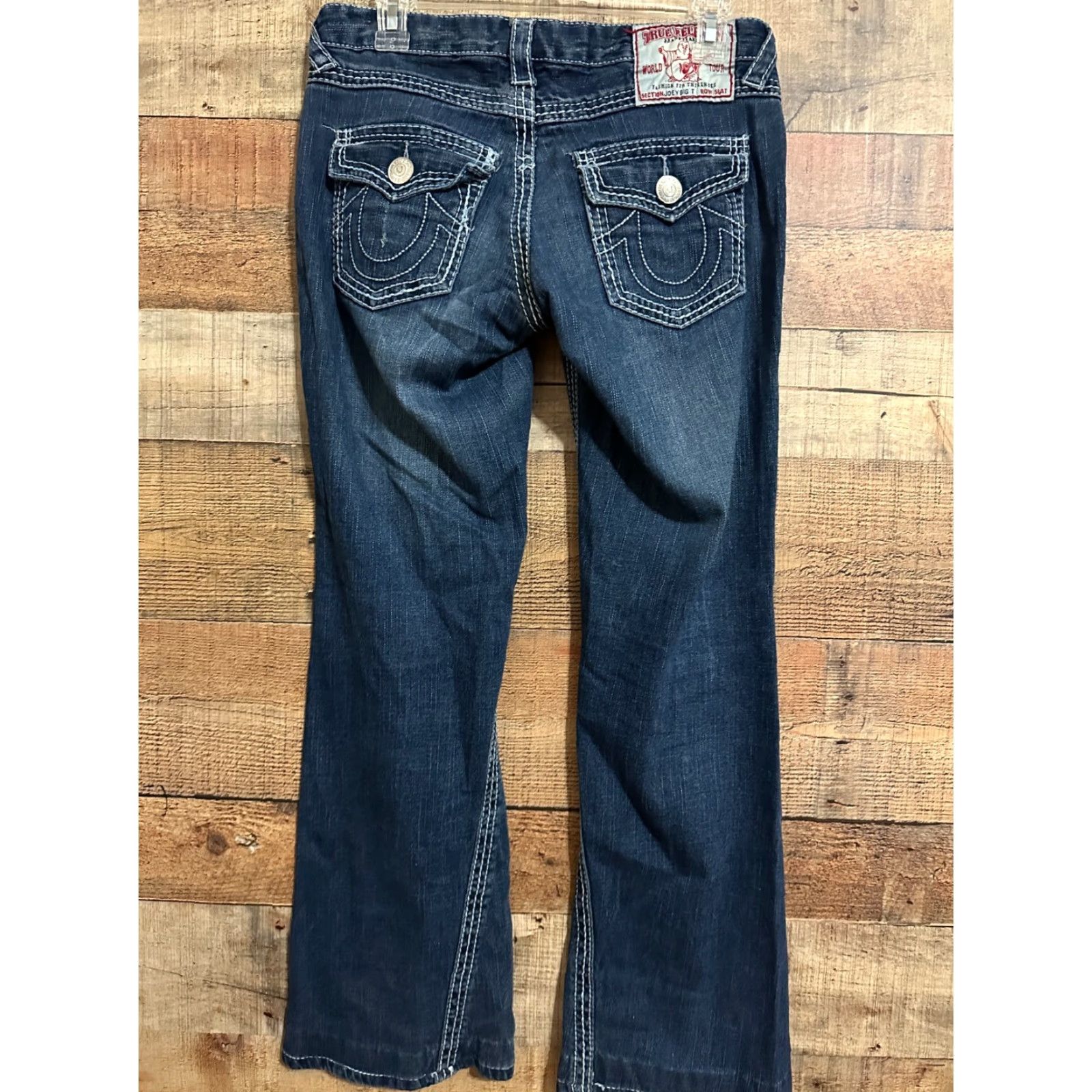 True Religion Womens True Religion Disco Joey Big T Jeans Med Wash Sz 28 Denim Jeans Straight Leg 28 X 29 Womens USA Denim Size 28" / US 6 / IT 42 - 2 Thumbnail