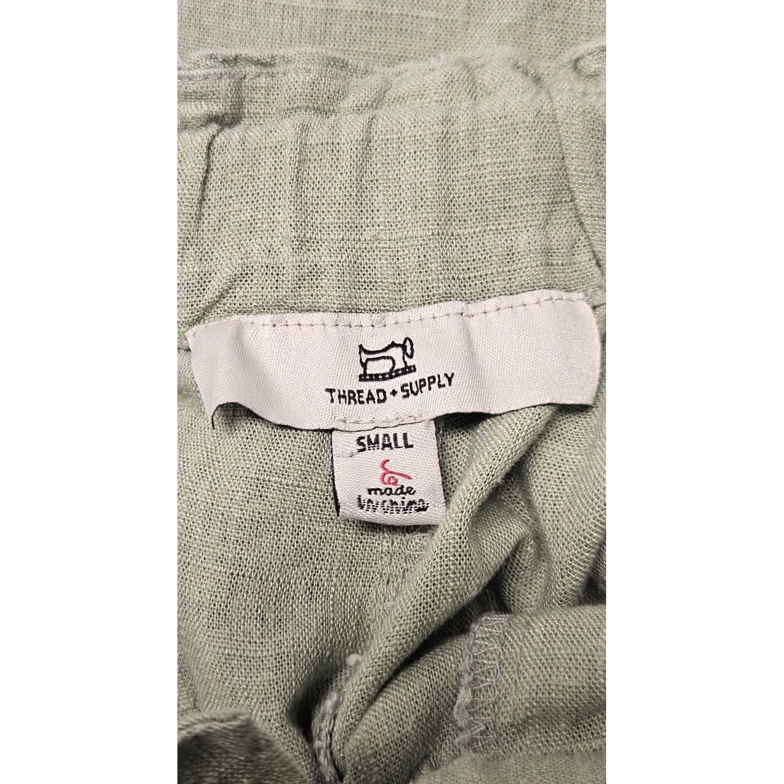 Olive Thread & Supply Pants Wide Leg Linen Rayon Olive Green Small Belted Tie Belt Casual Womens S Size 28" / US 6 / IT 42 - 5 Thumbnail