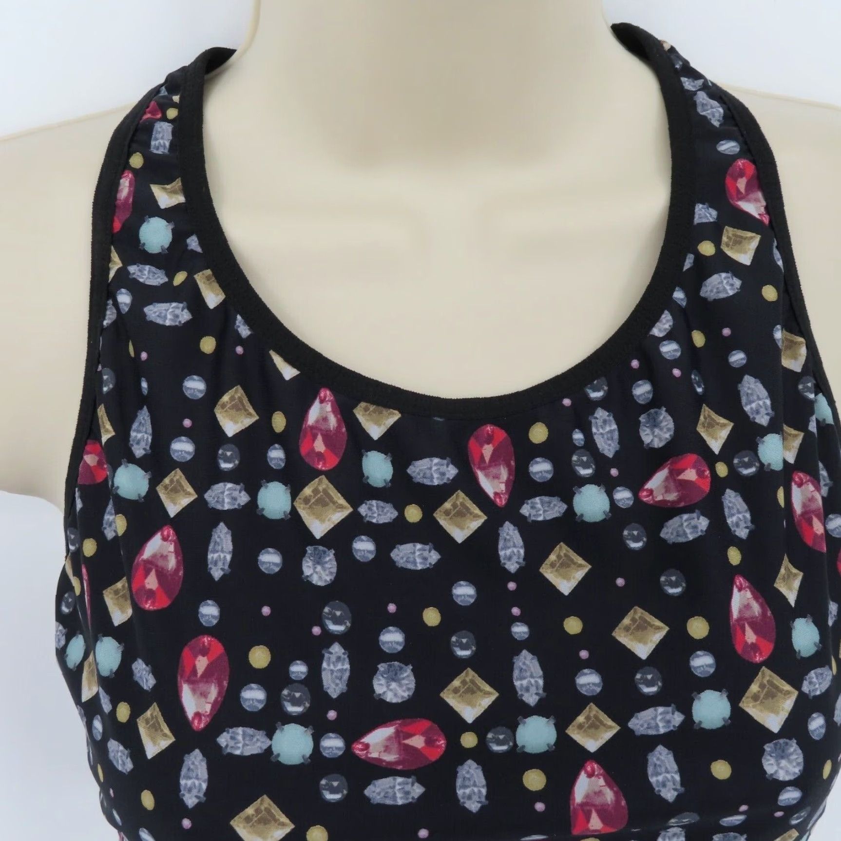 Victoria's Secret Victoria's Secret Victoria Sport Large Bejeweled Gemstone Racerback Wireless Sports Bra Black L Women Shirt Size ONE SIZE - 2 Thumbnail