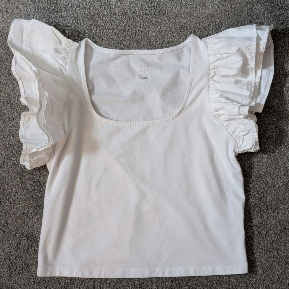 Other White Ruffle Sleeve Blouse by A New Day | White Summer Top Size S / US 4 / IT 40 - 1 Thumbnail