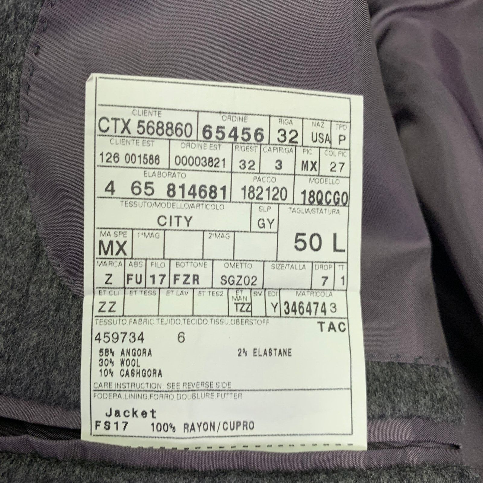 Z Zegna Size 40 Long Grey Angora Blend Single Breasted Sport Coat Size 40R - 6 Thumbnail