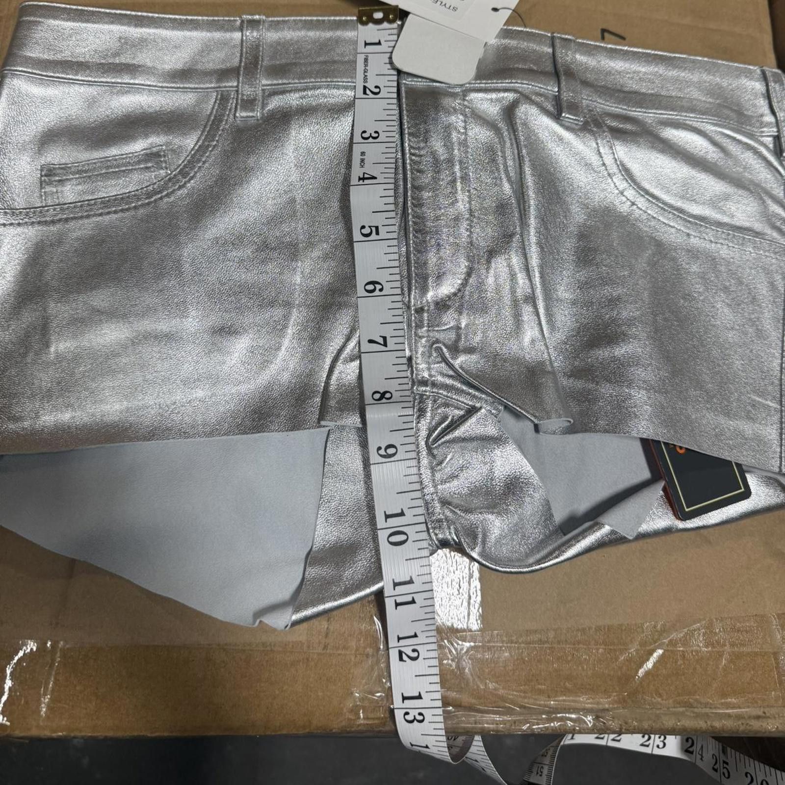 Von Dutch Von Dutch Silver Leather Shorts 28/30 | Y2K Style, New Size 30" / US 8 / IT 44 - 5 Thumbnail