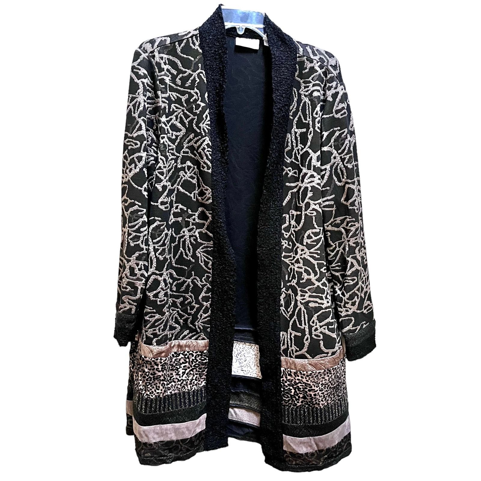 Chicos Chicos Patchwork Jacquard Duster Long Cardigan Coatigan Size XL / US 12-14 / IT 48-50 - 1 Thumbnail