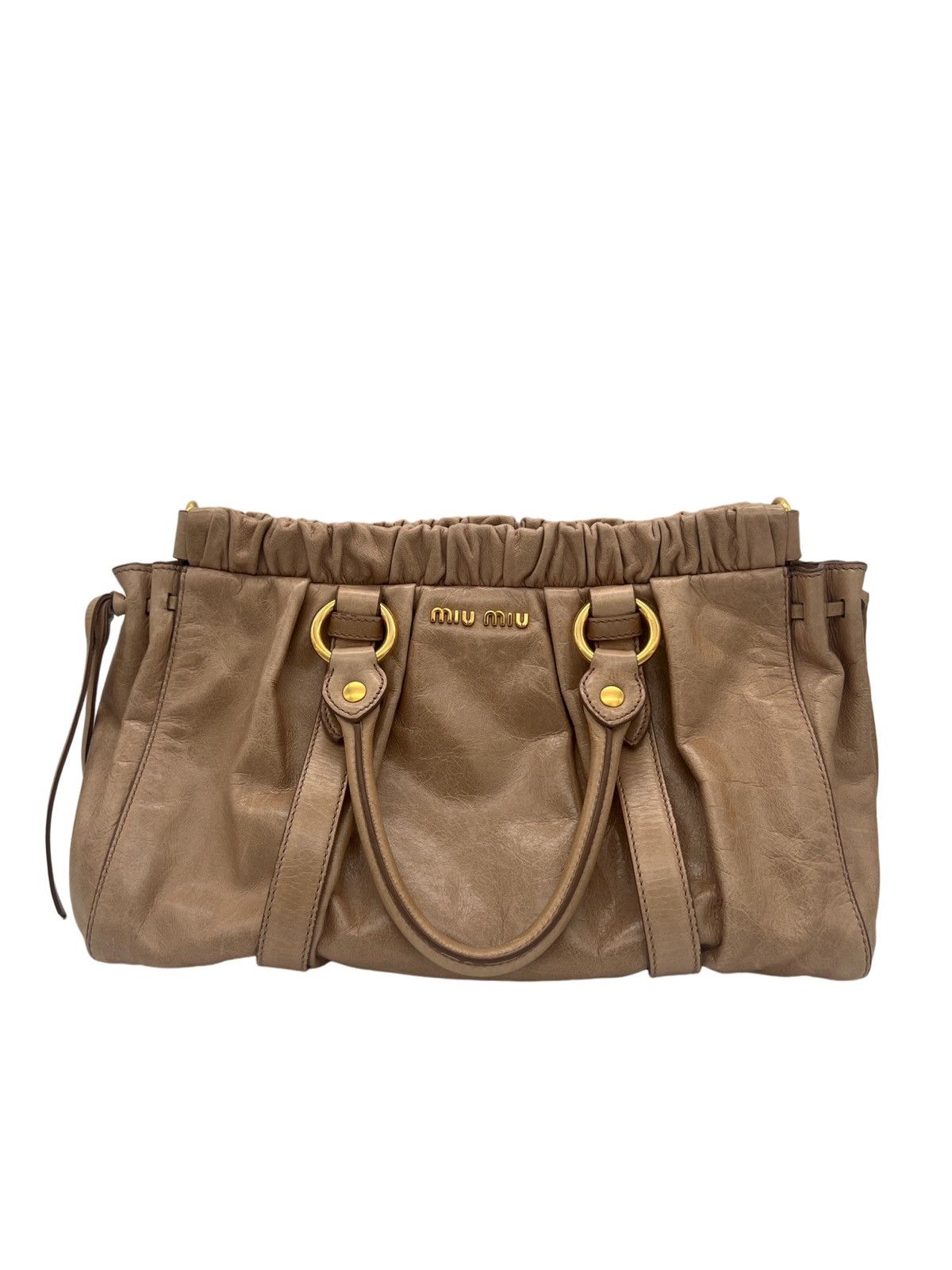 image of Miu Miu Mit Miu Vitello Lux in Beige, Women's