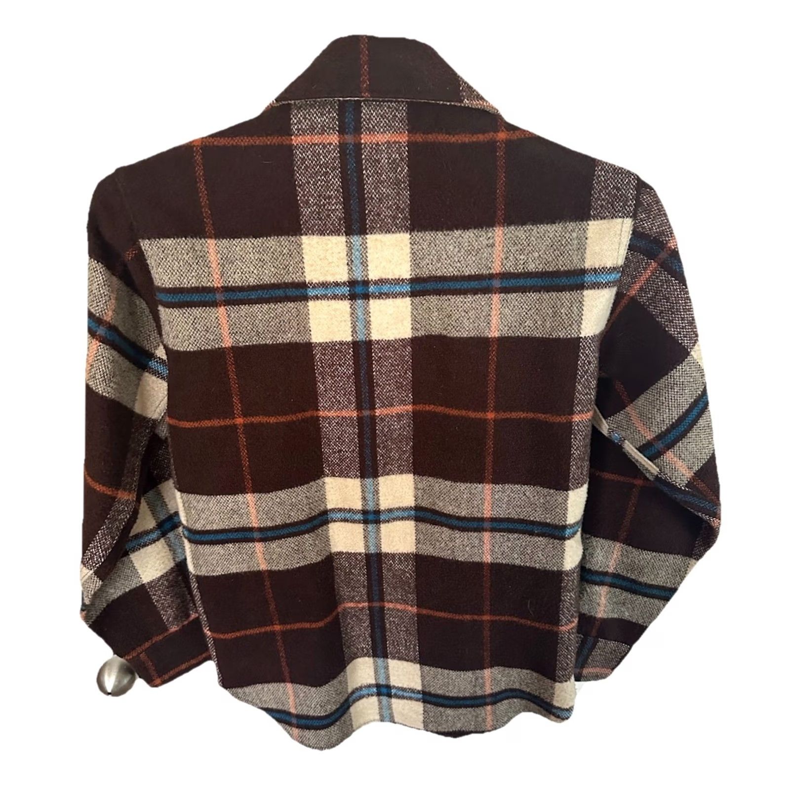 JCPenney VINTAGE JCPenney Shirt Mens Sz Small 70s Brown Wool Plaid Board Grunge Outdoor Size US S / EU 44-46 / 1 - 5 Thumbnail