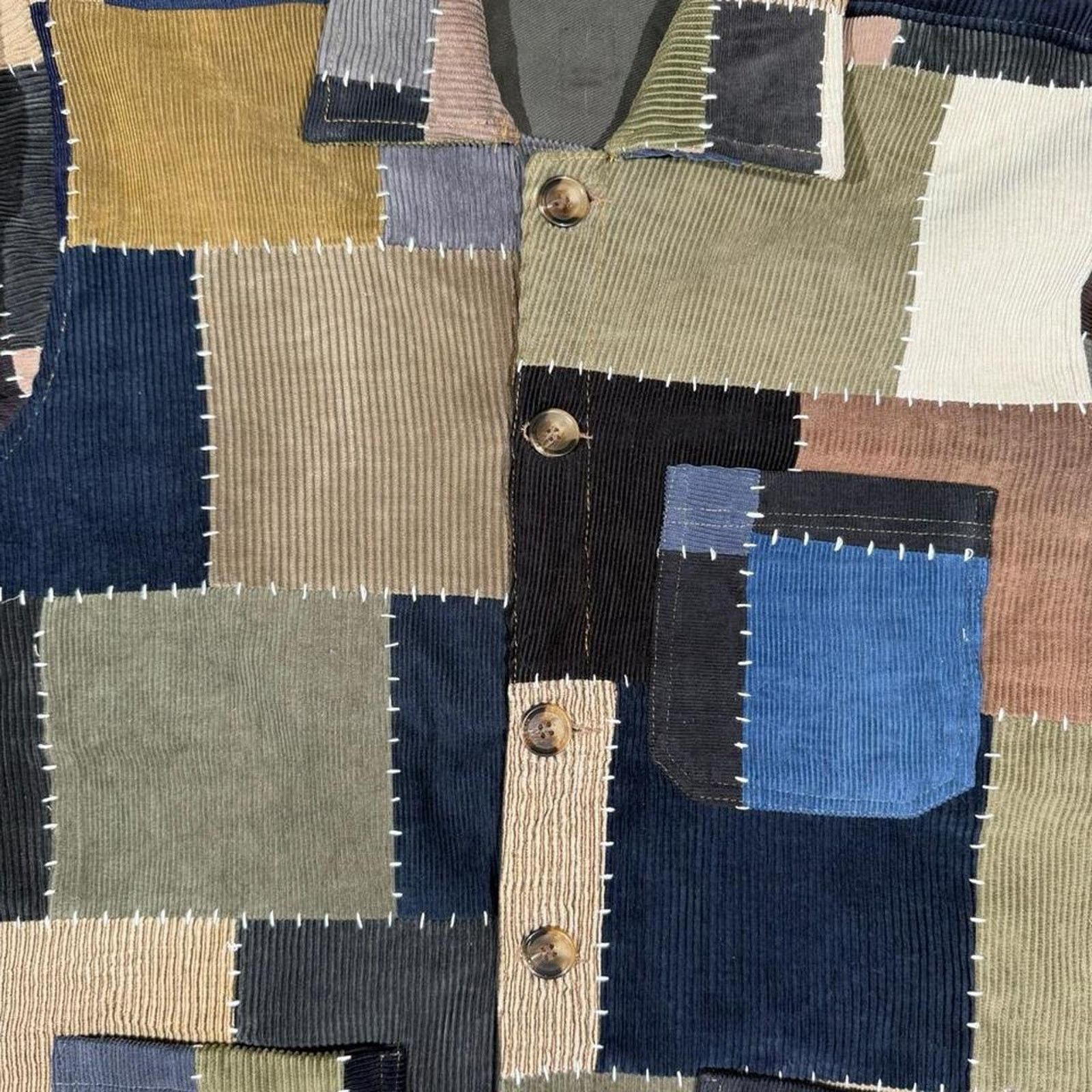 Other Custom patchwork corduroy jacket handmade sashiko sz medium Size US M / EU 48-50 / 2 - 3 Thumbnail