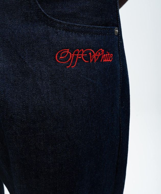Off-White o1s22i1n1124 Embroidered Logo Jeans in Blue Size US 34 / EU 50 - 5 Thumbnail