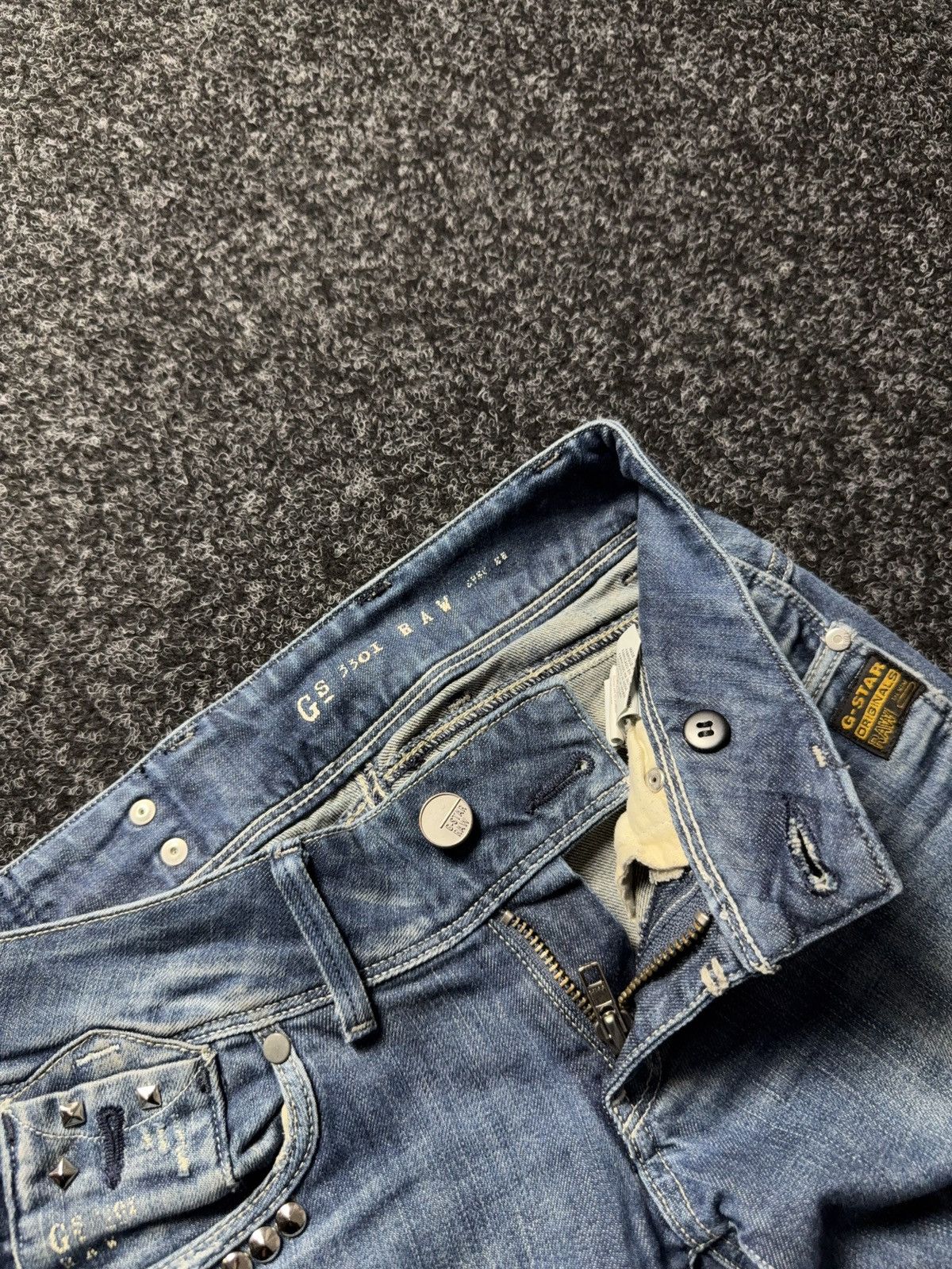 G-Star 00s G-Star RAW 3301 Distressed Punk Rock Denim Jeans Y2K Size 25" / US 0 / IT 36 - 8 Thumbnail