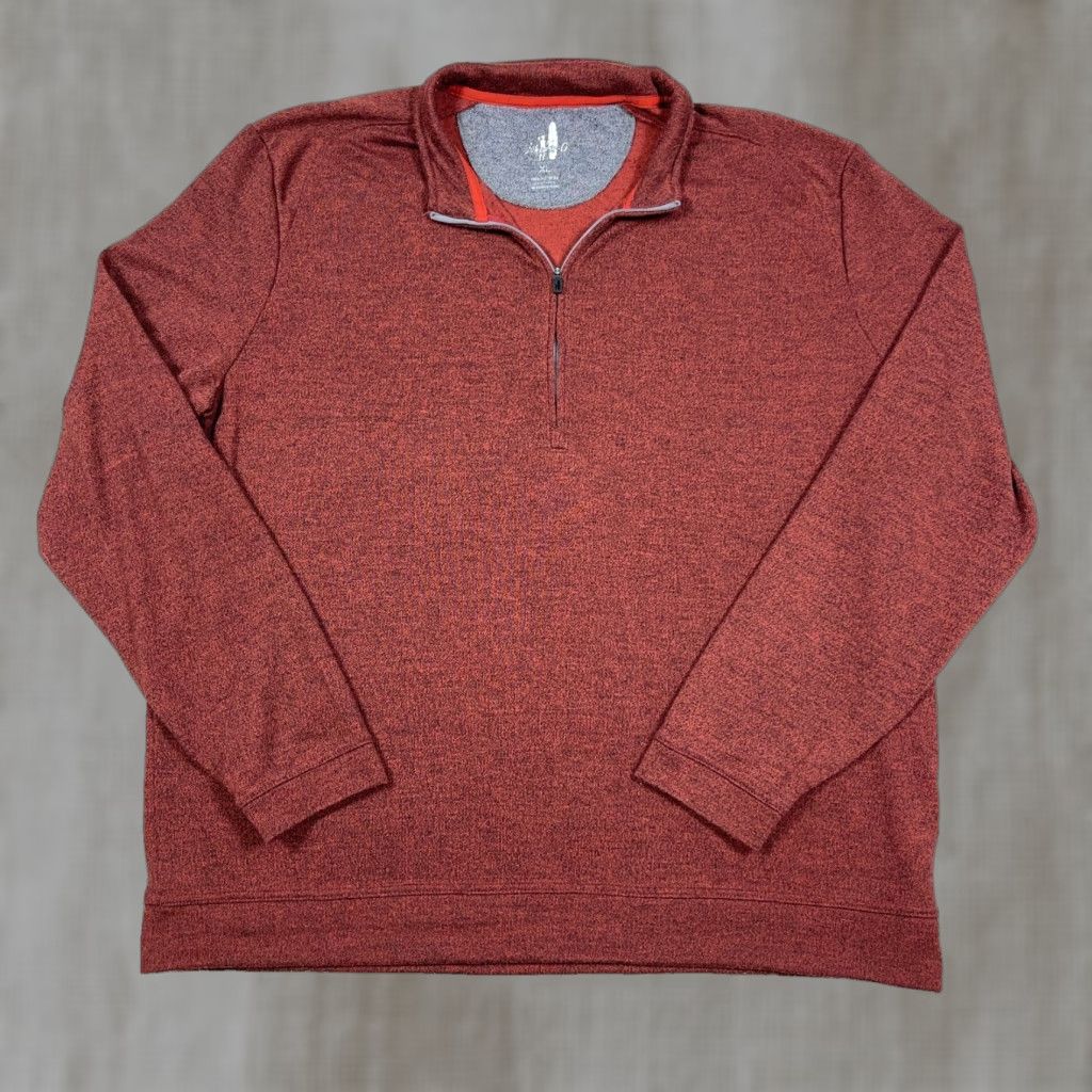 johnnie-O Johnnie-O Sweater Men XL Orange Pullover Quarter Zip Performance Wicking Adult Size US XL / EU 56 / 4 - 1 Thumbnail