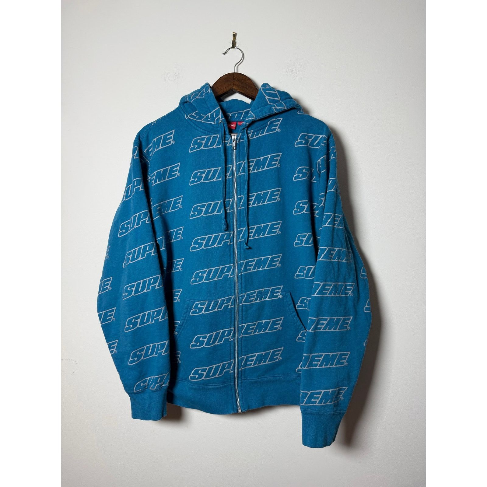 Supreme Supreme Repeat Zip Up Hoodie SS18 Dark Aqua Size US L / EU 52-54 / 3 - 1 Thumbnail