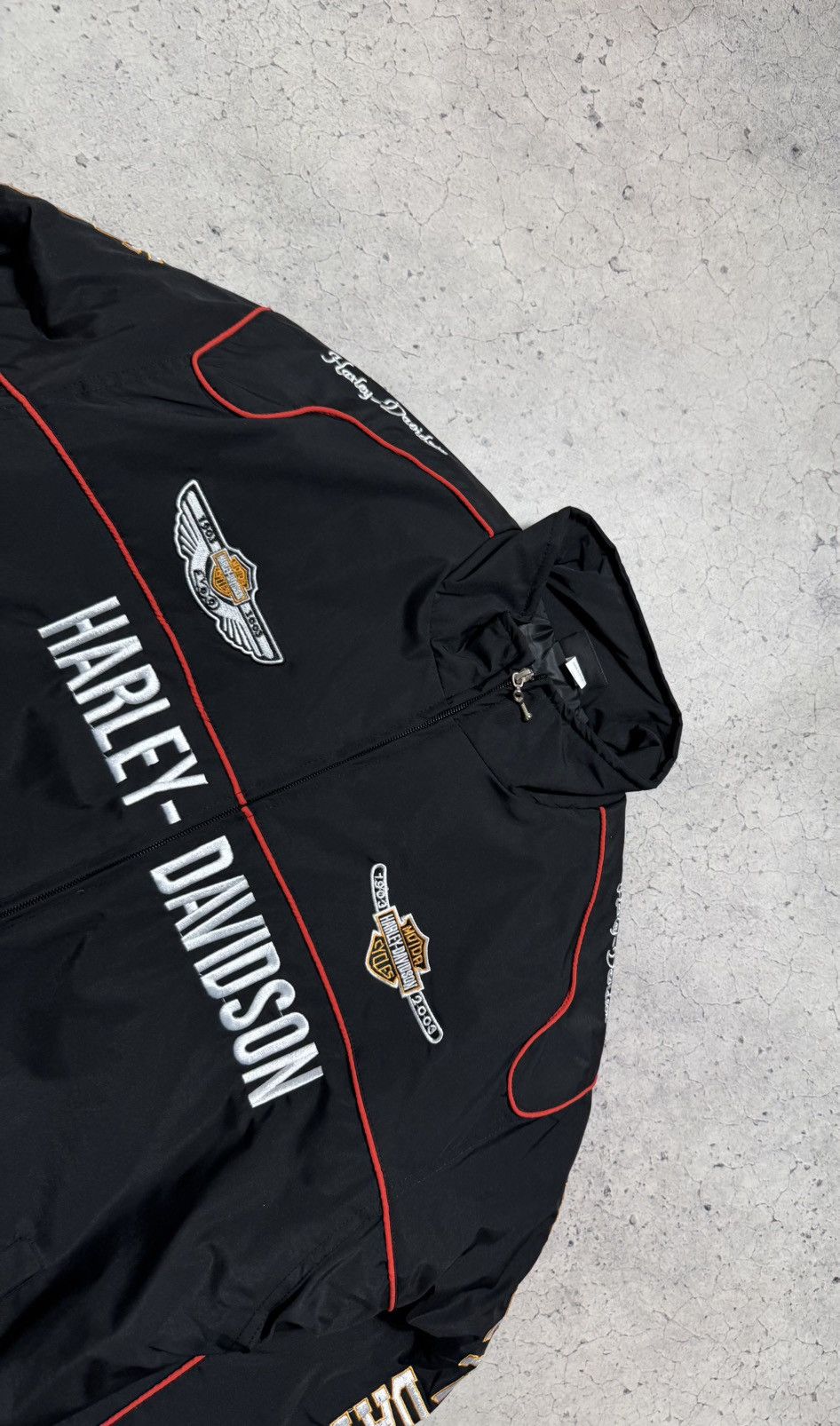Harley Davidson Harley Davidson Black Big Logo Racing Bomber Jacket Size US XXL / EU 58 / 5 - 5 Thumbnail
